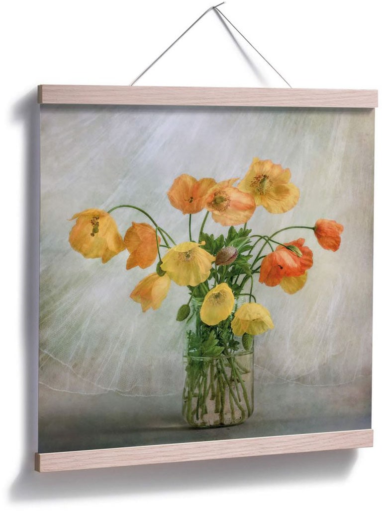 Orange Blumen, Wall-Art St.), | Jelmoli-Versand (1 Bild, online Wandposter kaufen Wandbild, »Mohnblumen Poster, Poster Gelb«,