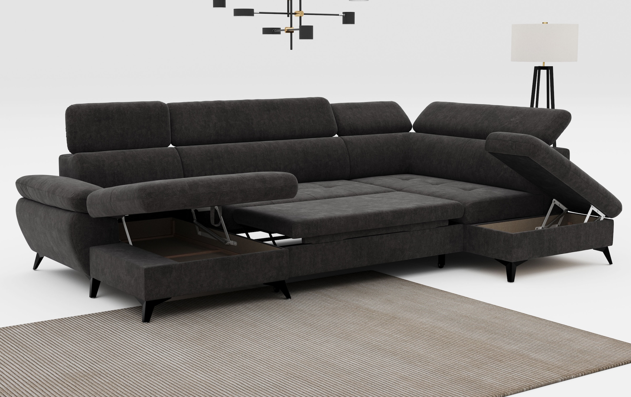 COTTA Wohnlandschaft »Hudson U-Form«, mit Kopfteilverstellung, wahlweise mit Bettfunktion & Bettkasten