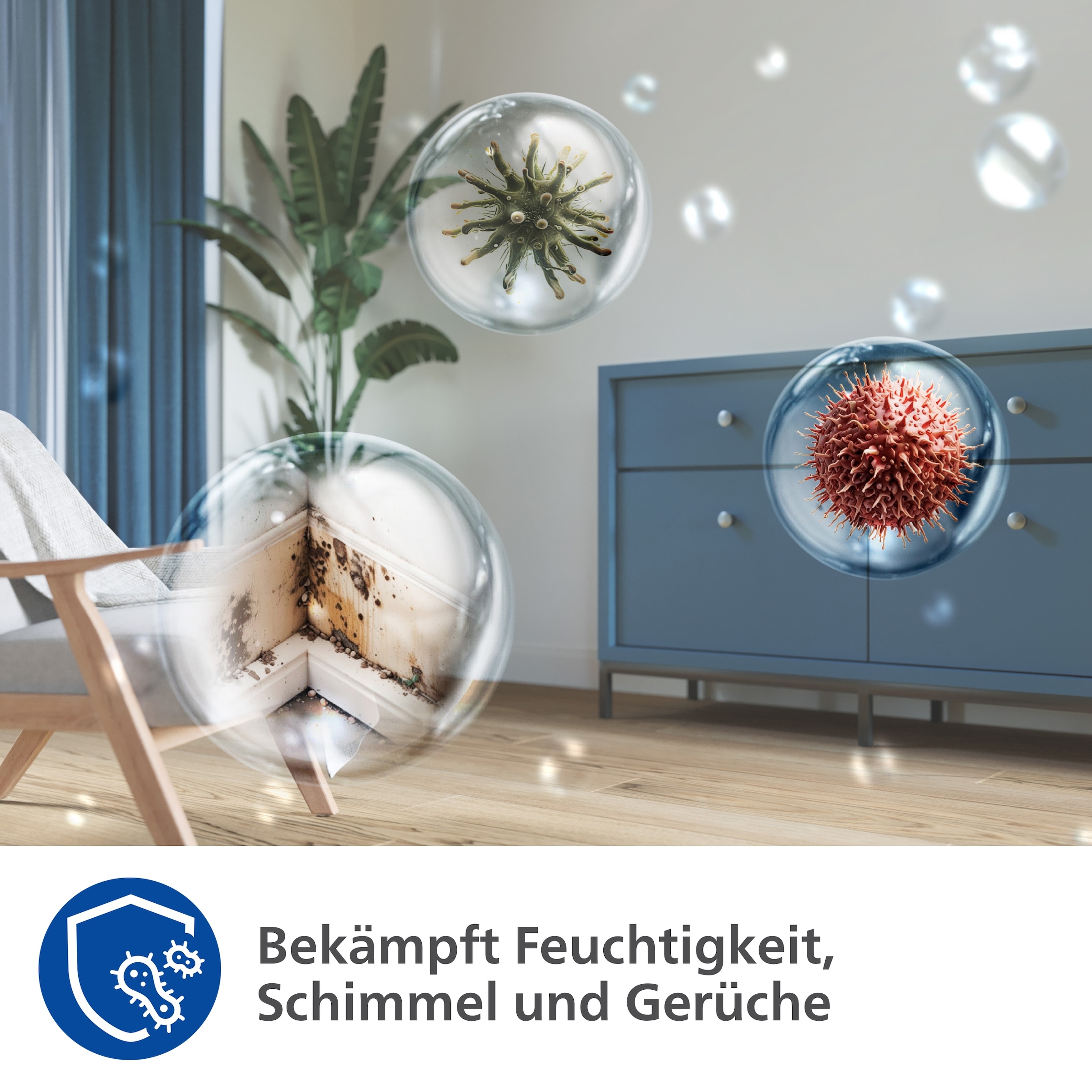 Philips Luftentfeuchter »u. Luftreiniger DE5305/11 5000 Series, mit Wäschetrockner-Modus«, für 137 m³ Räume, Entfeuchtung 26,5 l/Tag, Tank 4 l, 2-Schichten-HEPA-Filtersystem, Luftreinigungsrate 270 m³/h