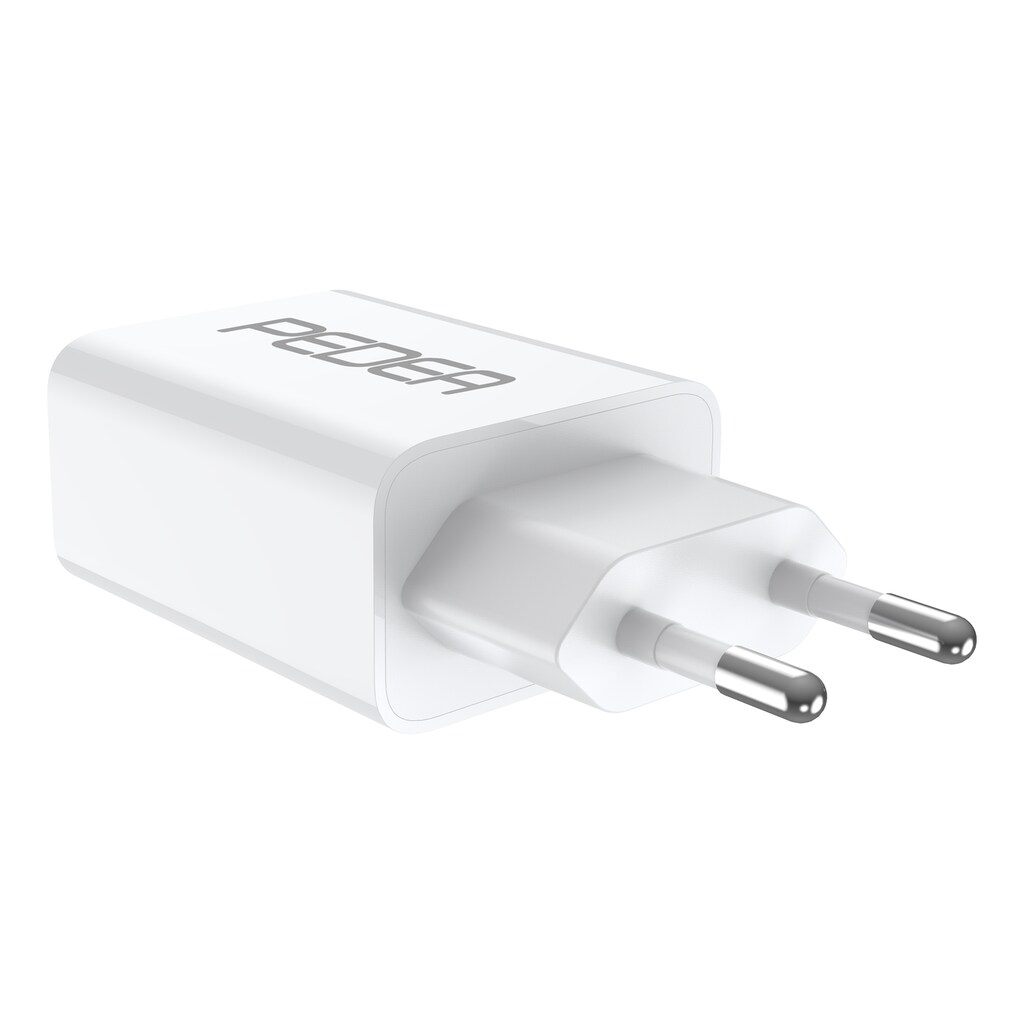 PEDEA Schnelllade-Gerät »Reiselader 20W«, (1 St., 6 7 A02 A14 A54 S21 S22 S23 + Ultra iPhone 11 12 13 14 15 Pro Max Plus), Dual Ladegerät Netzteil USB-A USB-C Samsung Galaxy Apple Google Pixel