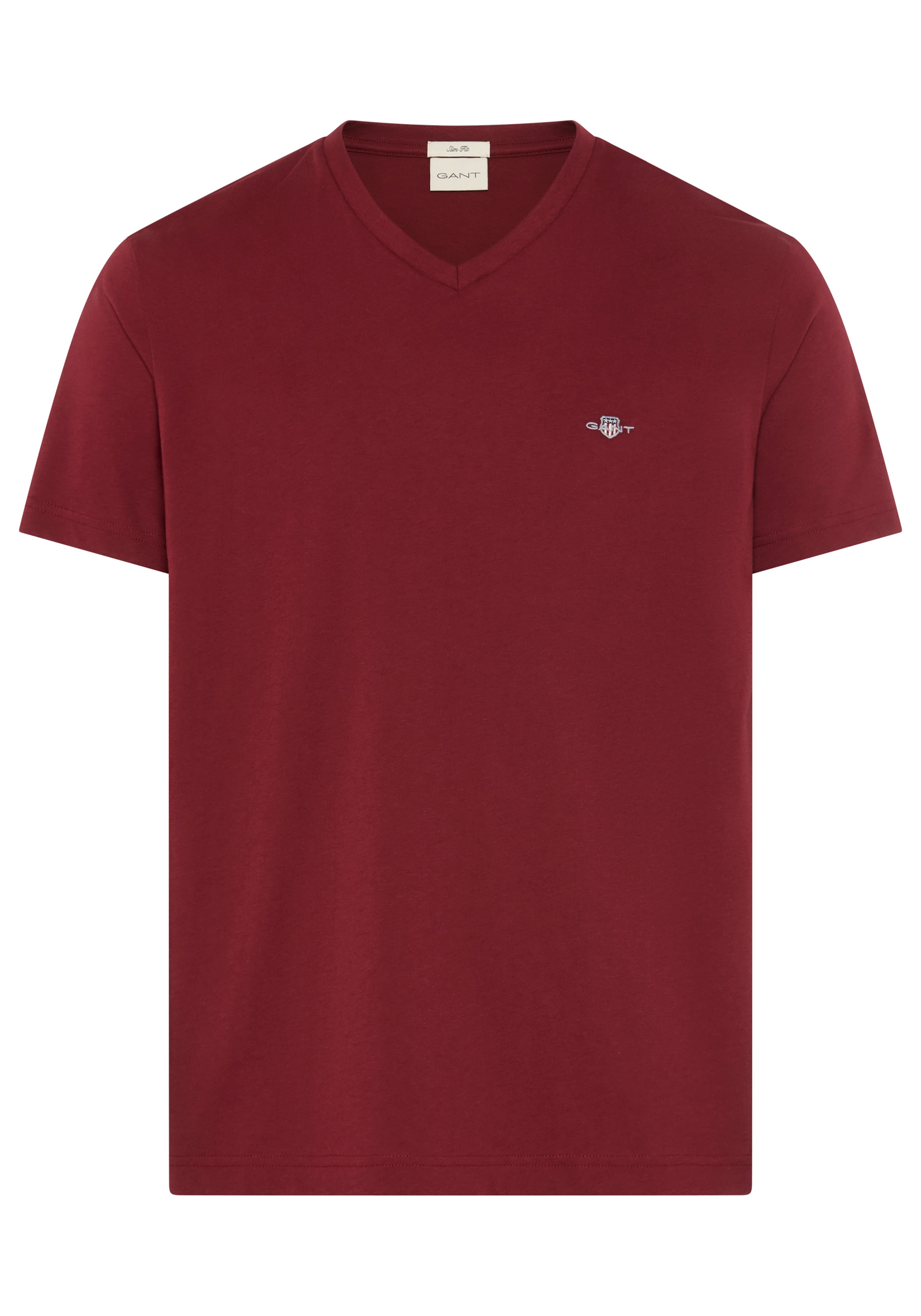 Gant T-Shirt "SLIM SHIELD V-NECK T-SHIRT" mit einer kleinen Logostickerei auf der Brust