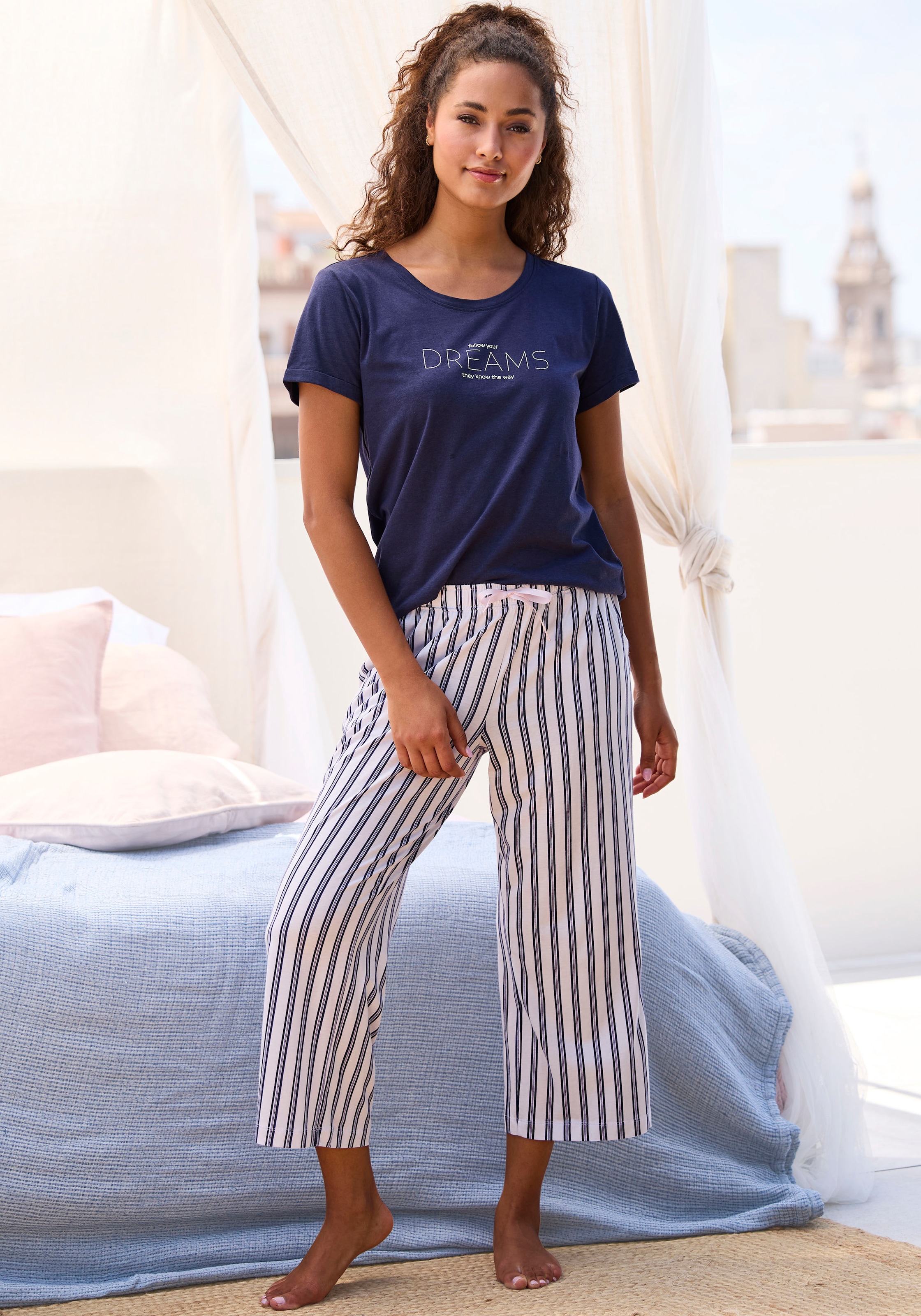 s.Oliver Pyjamaoberteil mit Frontdruck