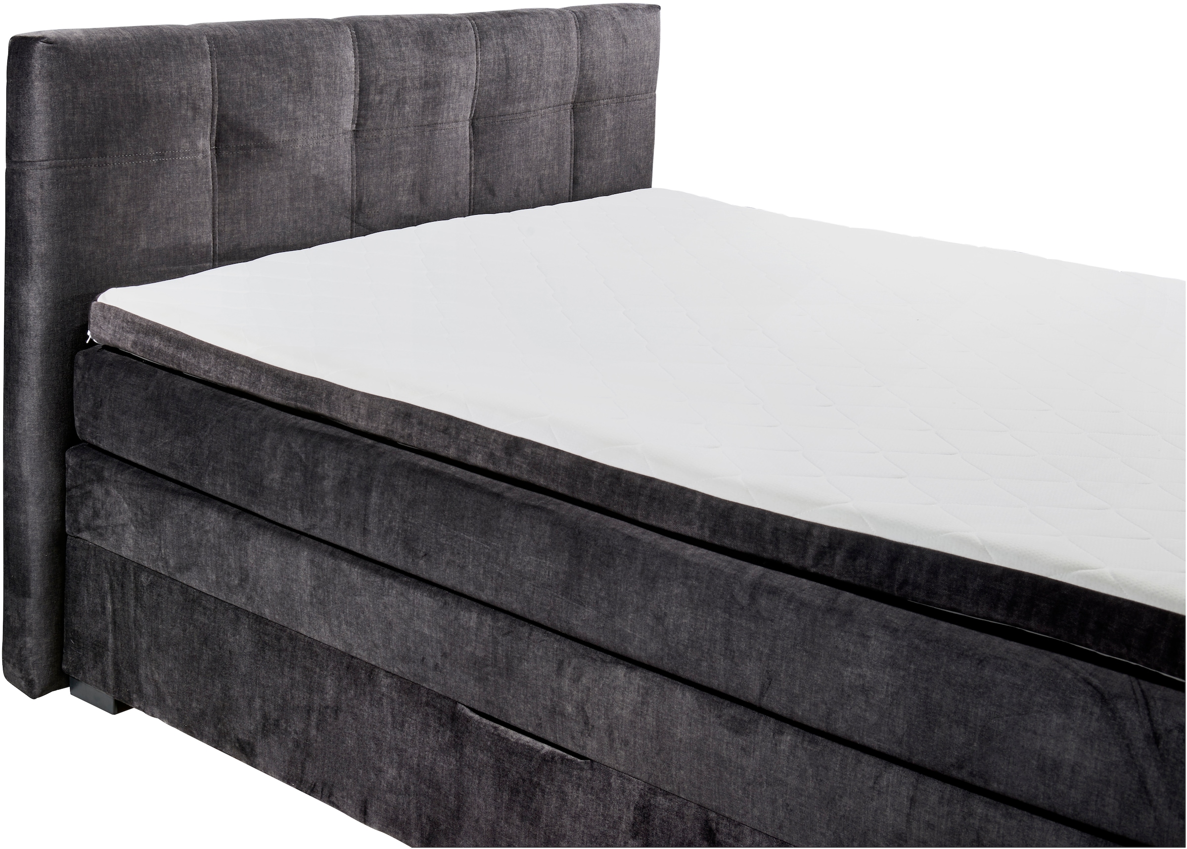 ED EXCITING DESIGN Boxspringbett »Fanes mit Komforteinstiegshöhe von 73cm«, erhältlich in 180x200cm, inkl. Bettkasten und 7cm Visco-Topper
