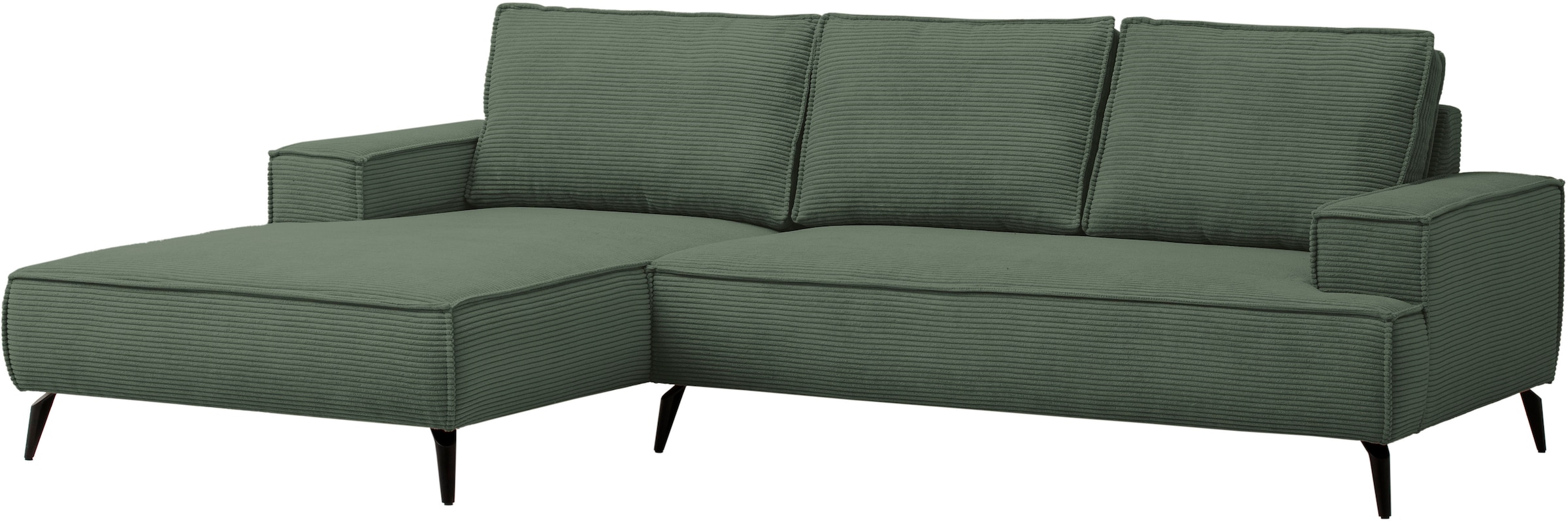 andas Ecksofa »TVINNU, L-Form in Cord, Sofa«, wahlweise Recamiere rechts/links, schwarze Füsse, bequemer Sitzkomfort