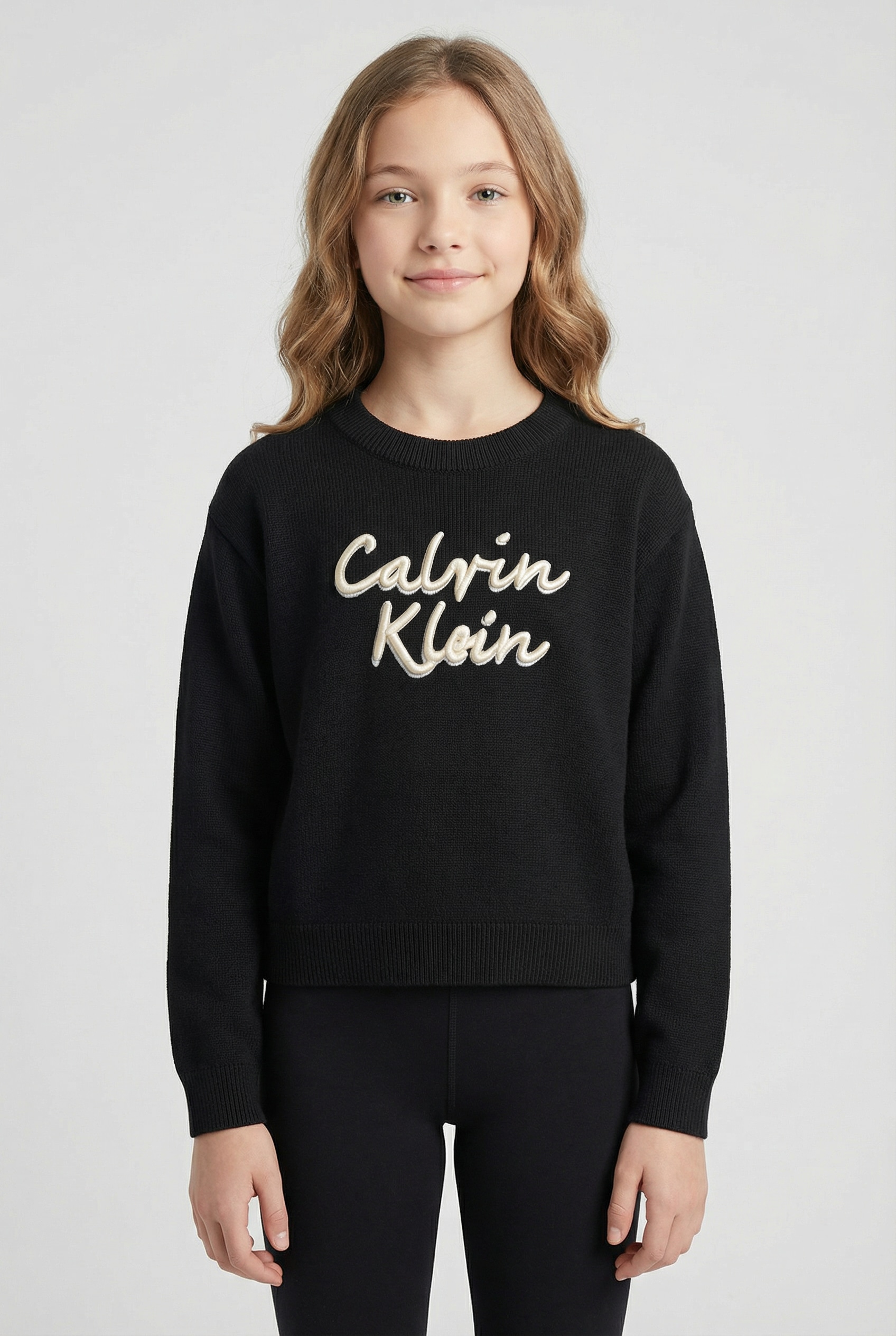 Calvin Klein Jeans Rundhalspullover »LOGO METALLIC INTERSIA« für Kinder bis 16 Jahre, grosse Stickerei