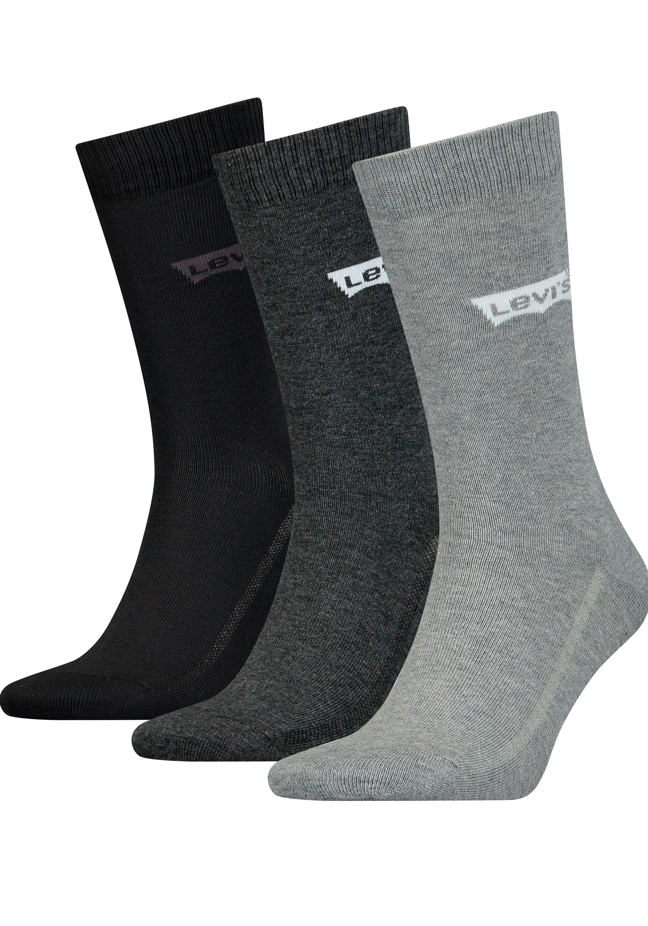 Levi's® Socken »LEVIS REGULAR CUT BW LOGO RECYCL CO« Packung, 3 Paar, 3 Stk. tlg. mit breitem Logobund
