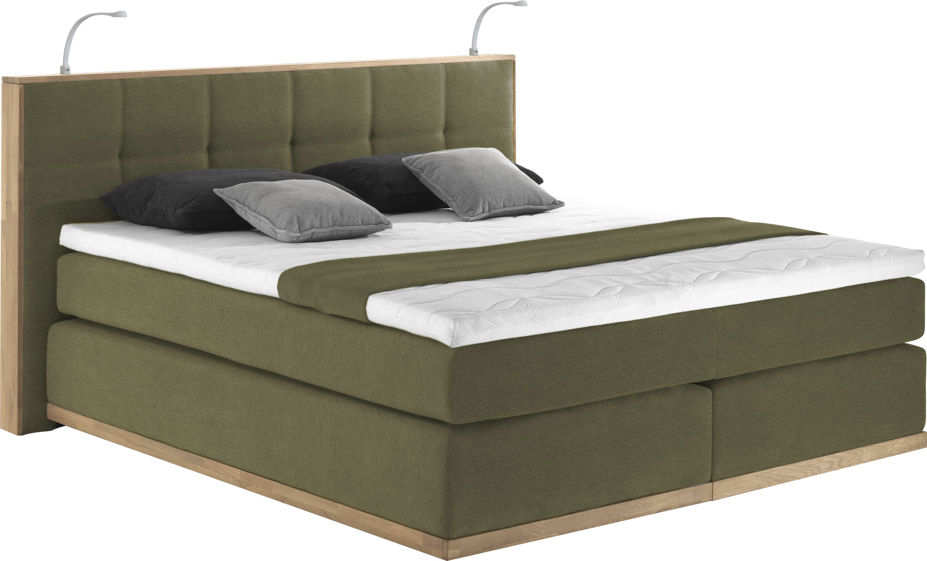 Home affaire Boxspringbett "Vinton" aus Eiche, mit LED-Beleuchtung, verschiedene Härtegrade (auch H4)