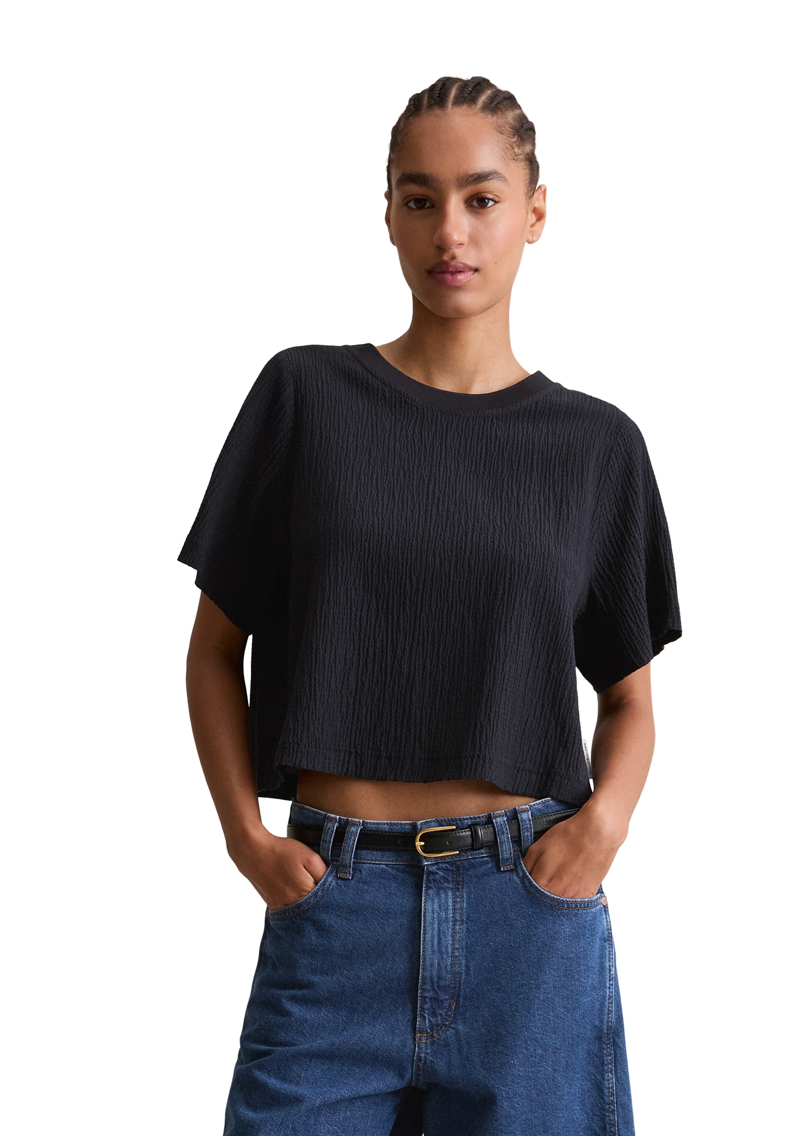Marc O'Polo DENIM Blusenshirt relaxed fit, mit markanter Struktur, cropped