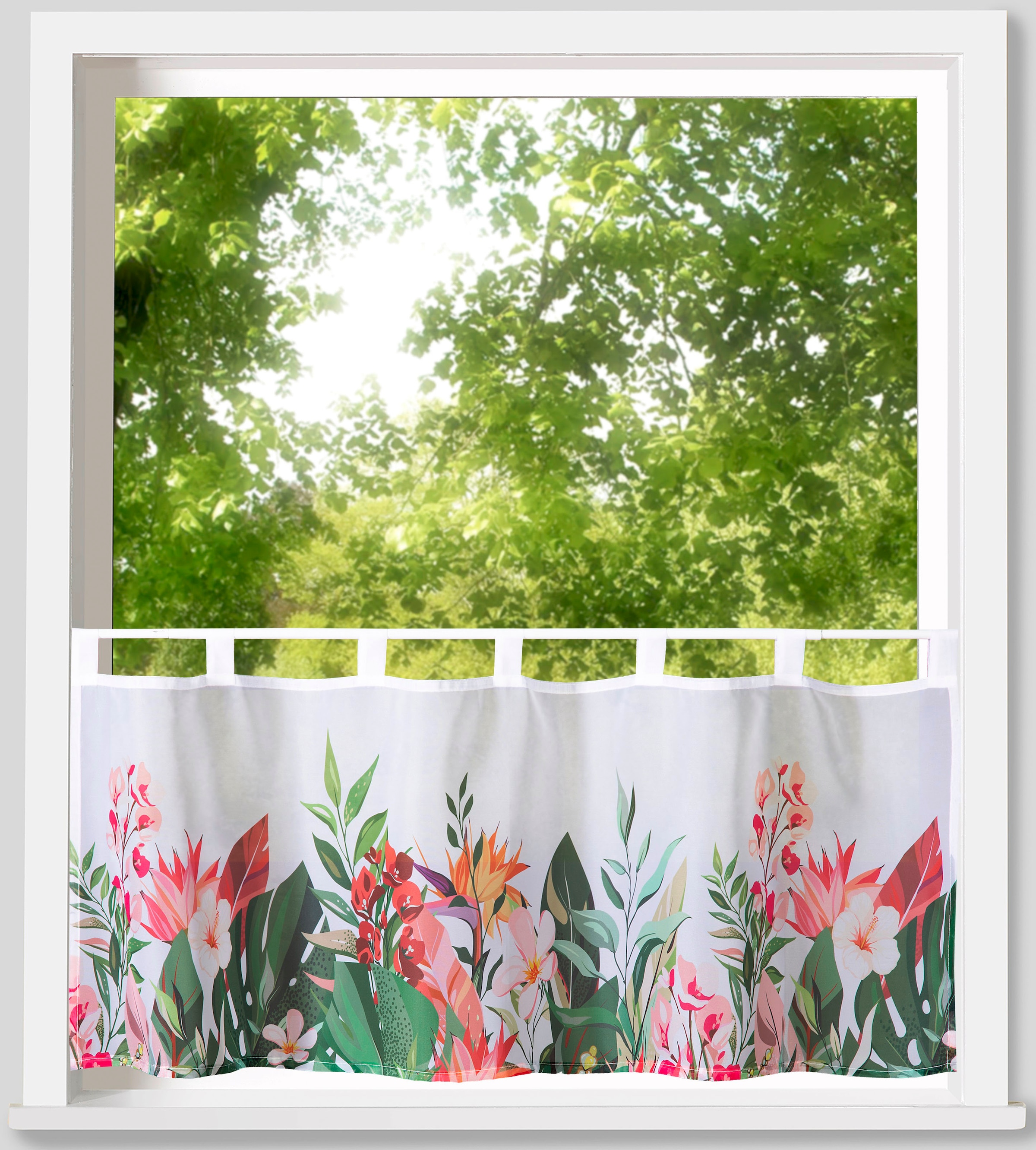 Weckbrodt Scheibengardine »Arabella«, (1 St.), Voile, halbtransparent, bedruckt, HxB 45x120cm, Gardine, Store