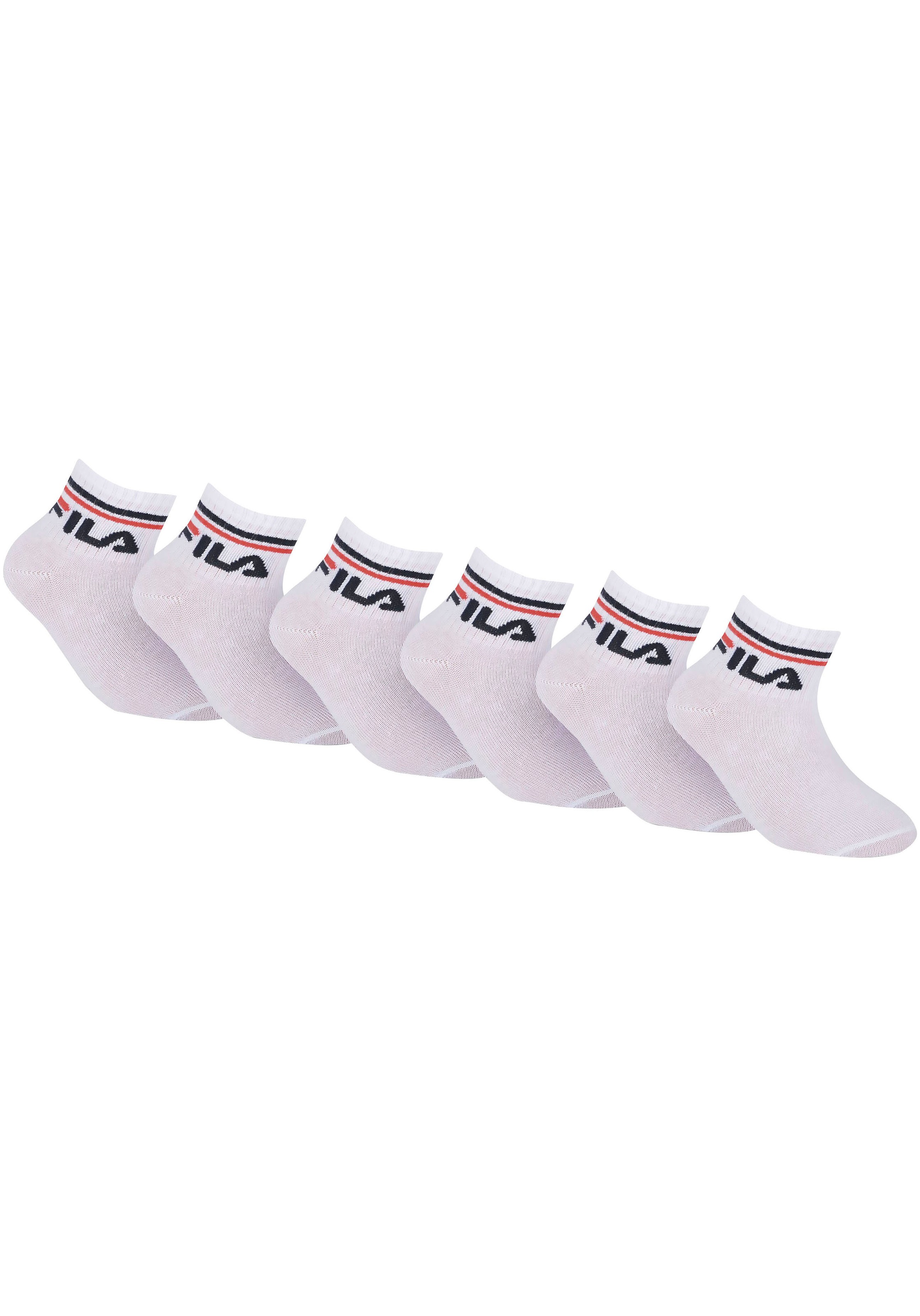 Fila Kurzsocken »JUNIOR UNISEX QUARTER PLAIN SOCKS«, (6 Paar), mit eingestricktem Logo im Bündchen, Kindersocken