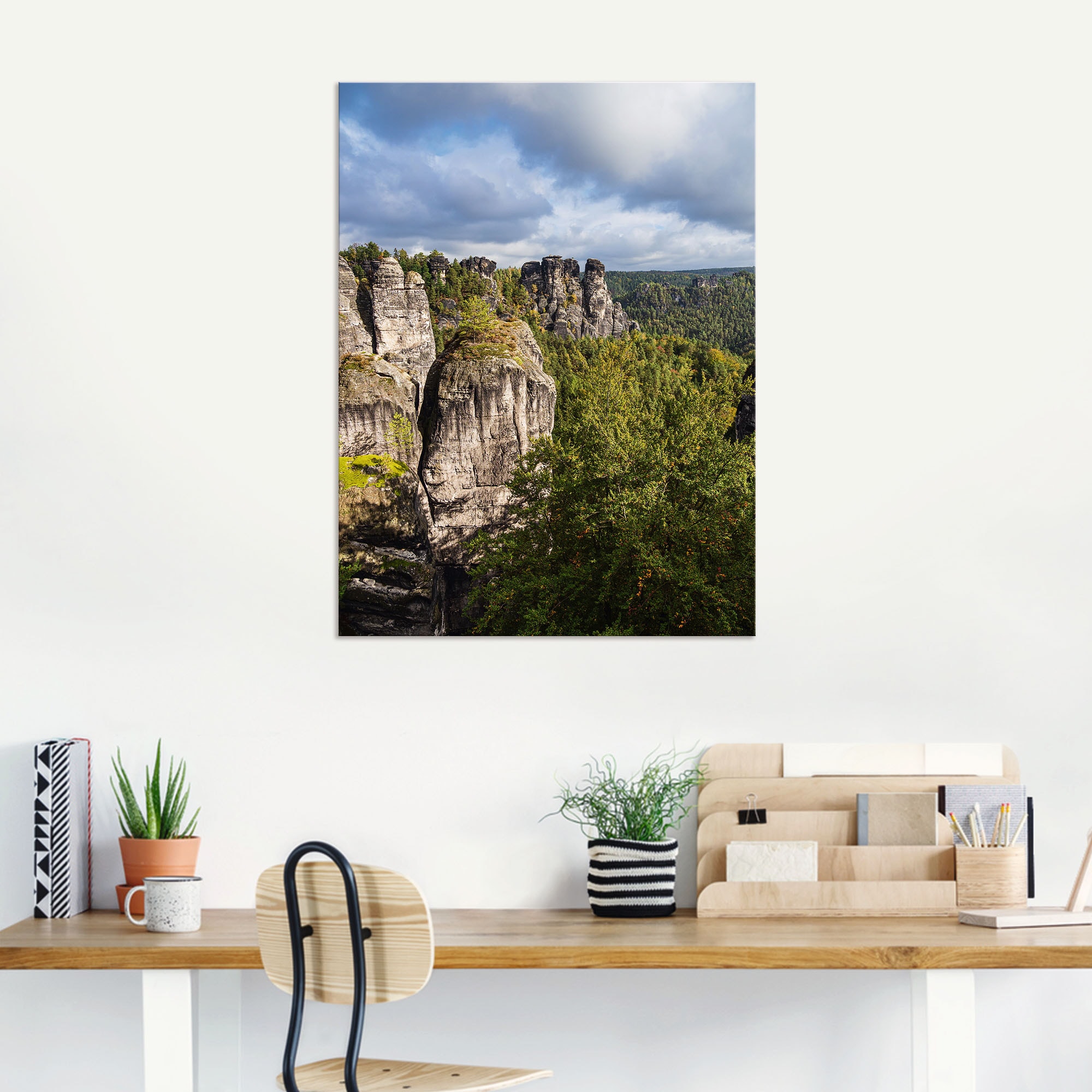 Artland Wandbild »Felsen Bäume in der Sächsische Schweiz«, Berge & Alpenbilder, (1 St.), als Alubild, Leinwandbild, Wandaufkleber oder Poster in versch. Grössen