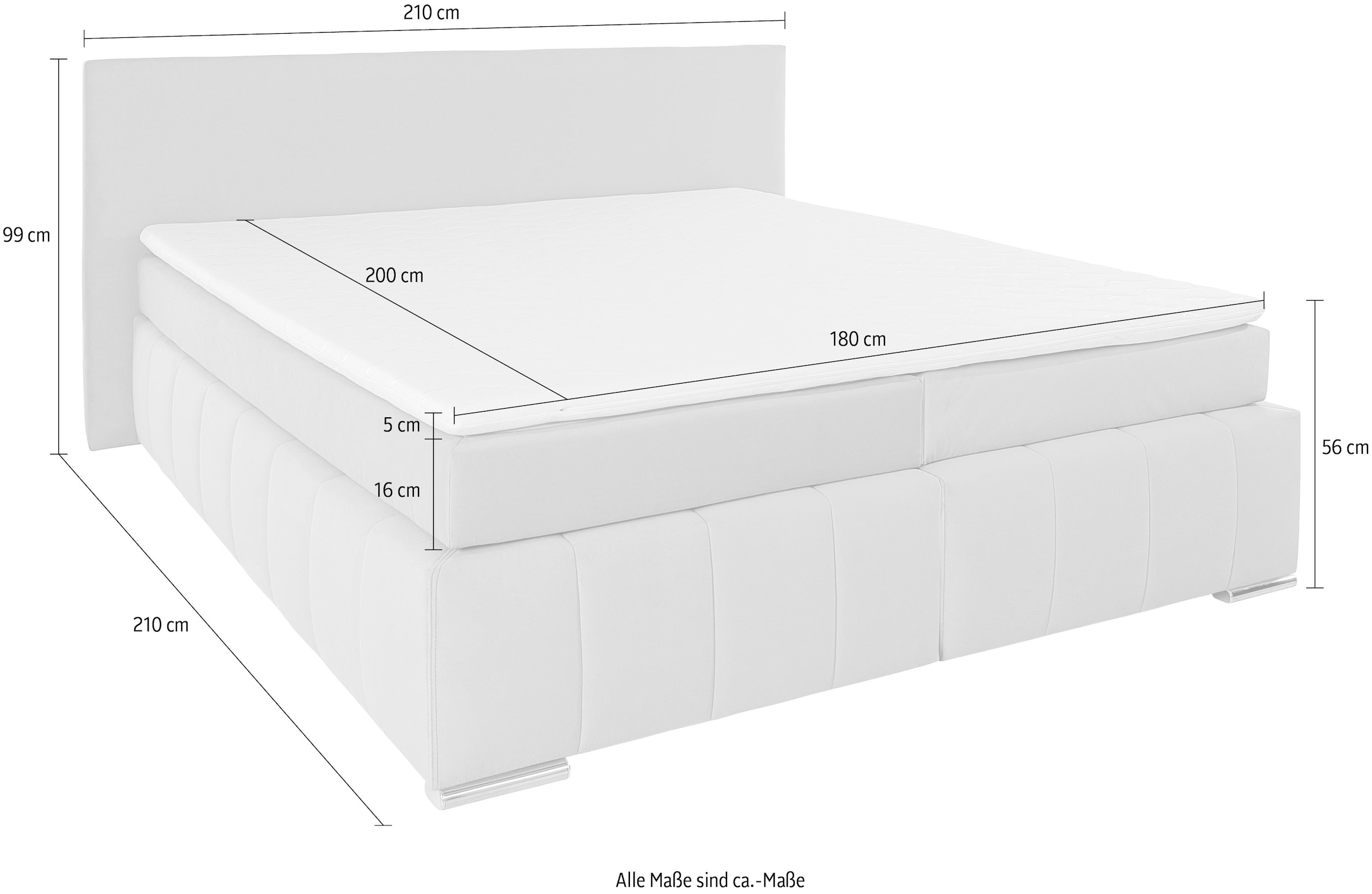 COLLECTION AB Boxbett »Vanessa«, inklusive Topper, H2 ohne Bettkasten, H3 mit Bettkasten