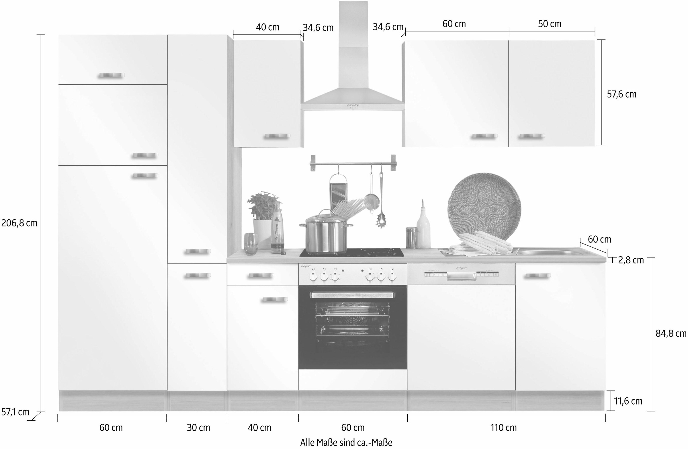 Küchenzeile im 300 kaufen Shop Jelmoli-Online OPTIFIT ohne E-Geräte, ❤ cm Breite »Faro«,