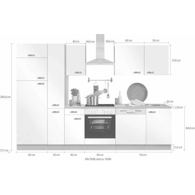 ❤ OPTIFIT Küchenzeile »Faro«, ohne E-Geräte, Breite 300 cm kaufen im  Jelmoli-Online Shop