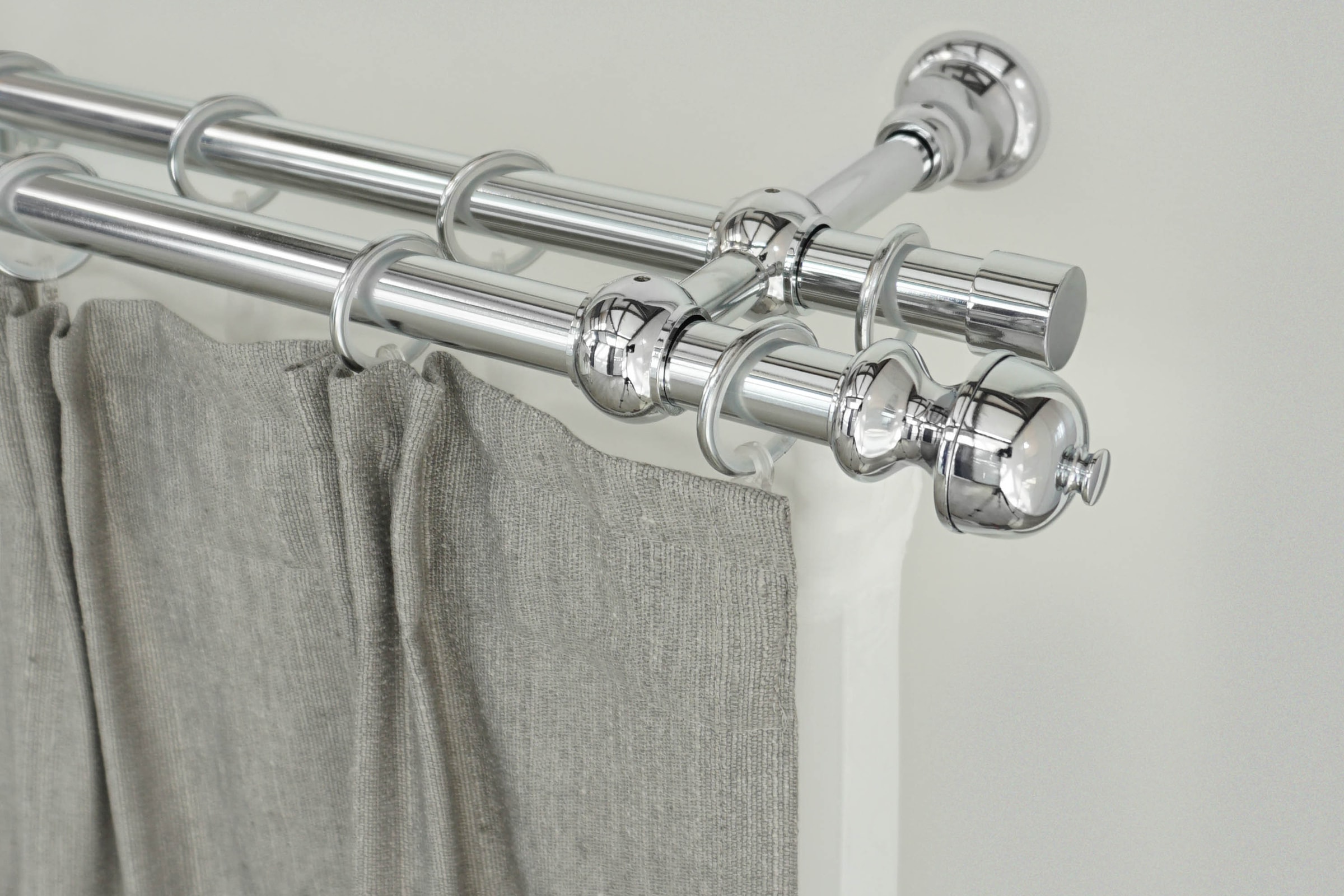 GARESA Gardinenstange "ANDREA" Ø 20 mm 2 läufig-läufig Wunschmasslänge Vorhanggarnitur, verlängerbar, Endknopf Profil klein, mit Ringen