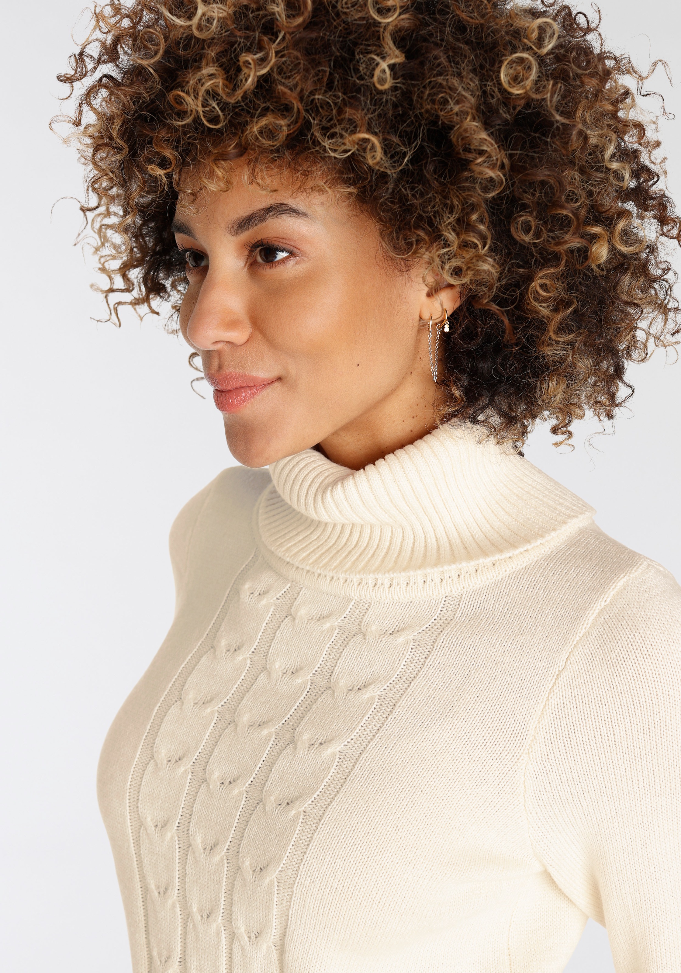KangaROOS Rollkragenpullover, mit tollem Zopf-Strickmuster