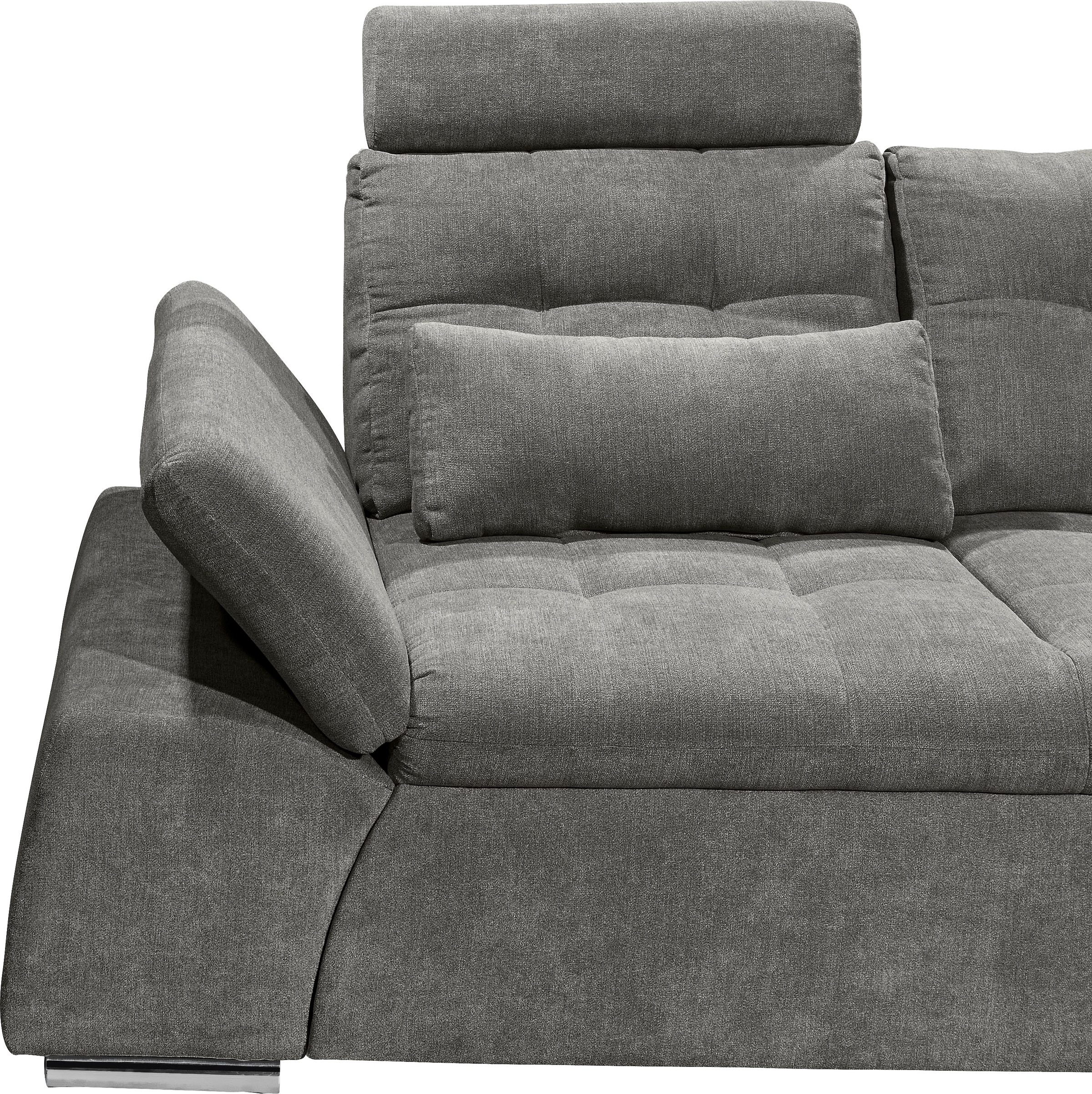 ED EXCITING DESIGN Ecksofa »Nalo L-Form«, mit Bettfunktion, Armteilverstellung, Kopfstützen & 2 Nierenkissen