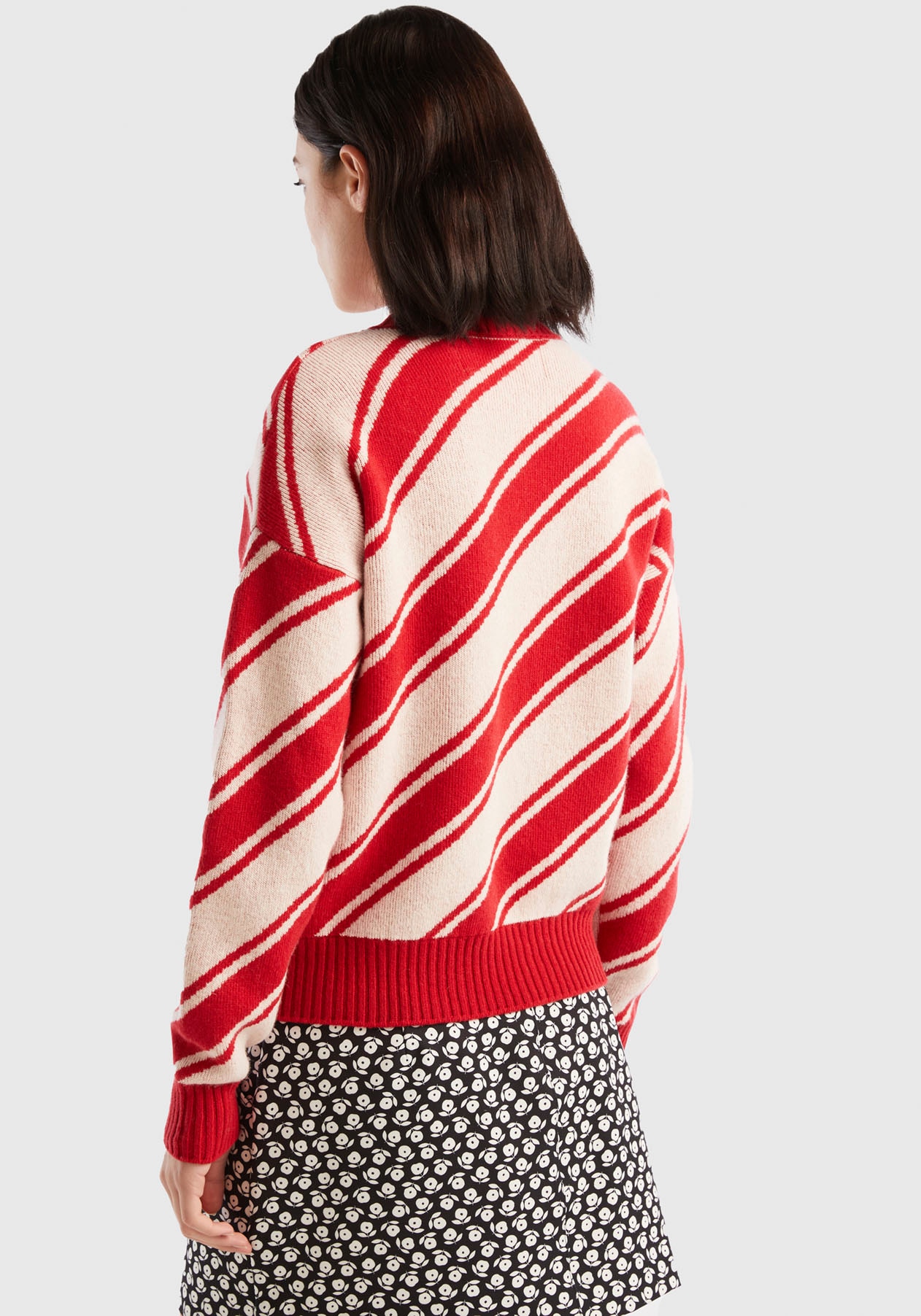United Colors of Benetton Strickpullover, mit diagonalem Streifenmuster