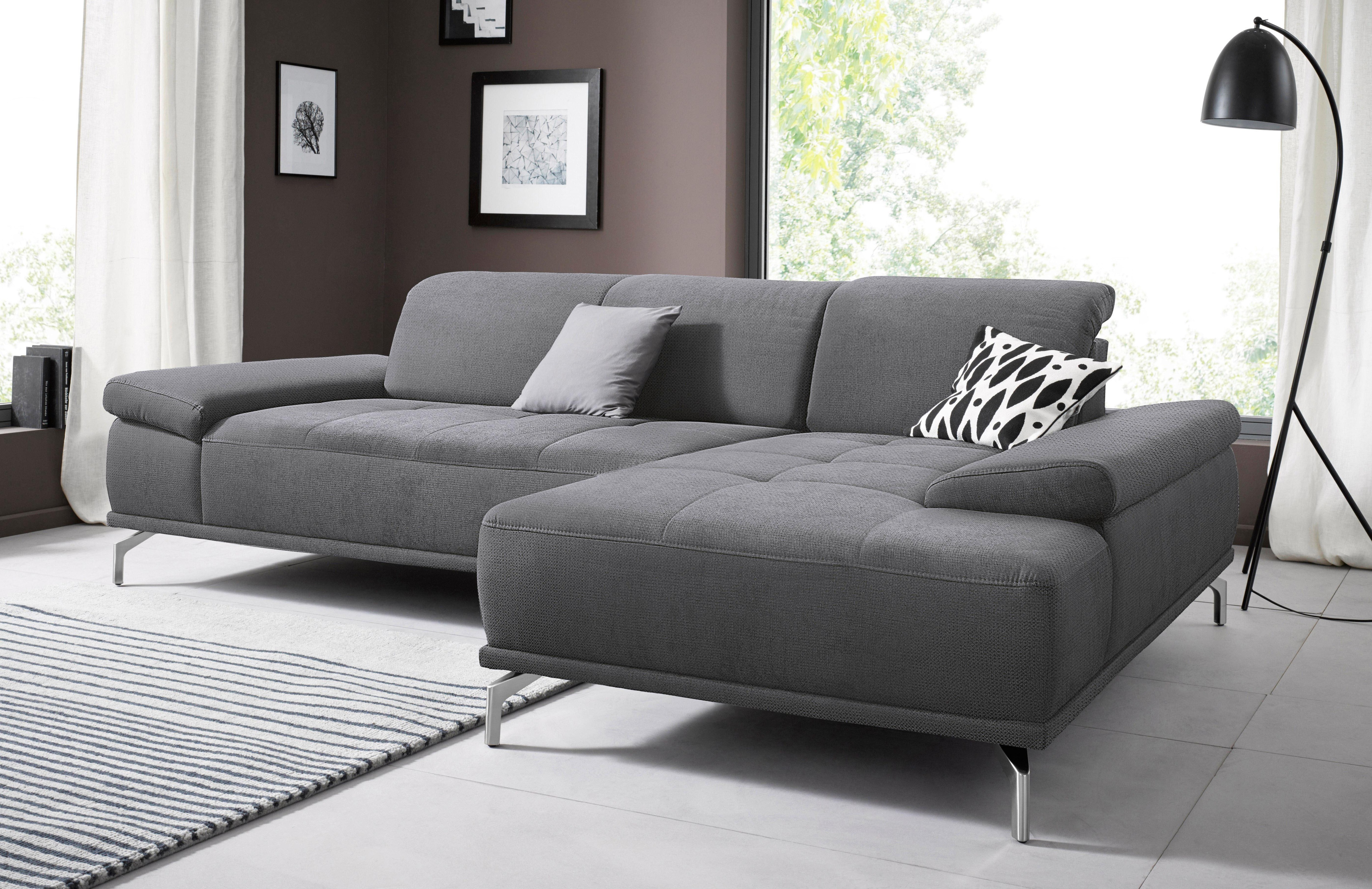 GOODproduct Ecksofa "Caluna, L-Form, B:280cm, Federkern, in Stoff und Leder" Inkl.Sitztiefenverstellung, wahlweise mit Kopf- und Armteilverstellung