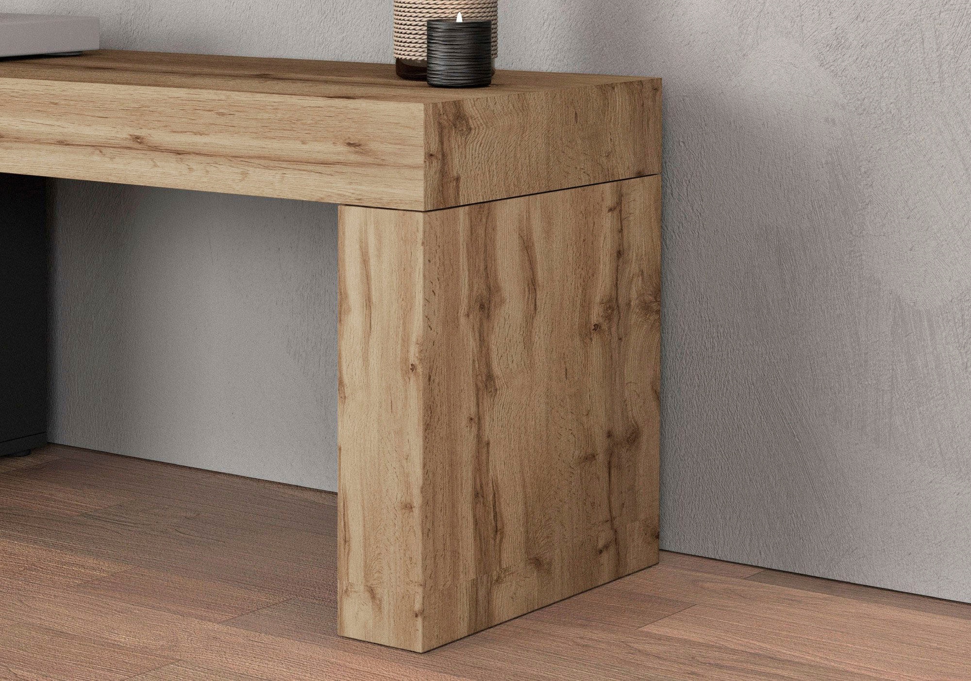 INOSIGN Lowboard »Chronos TV-Board, TV-Schrank«, (1 St., Breite verstellbar von 180 bis 260 cm), Breite 220 cm TV-Board,Lowboard,1 Klappe und ein L-Förmiger Aufsatz