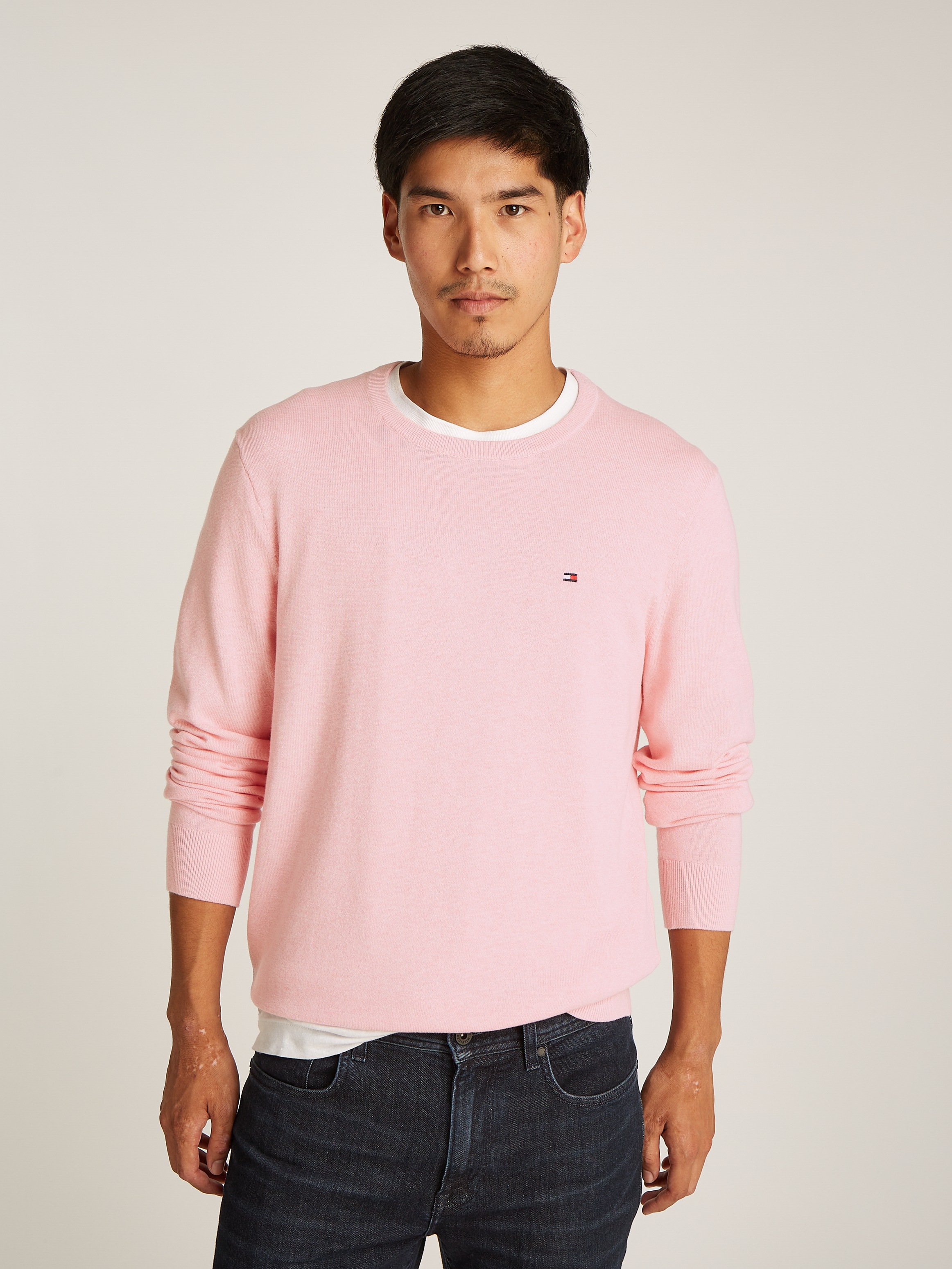 Tommy Hilfiger Rundhalspullover »ESSENTIAL COTTON CREW NECK«, 100% Baumwolle Crewneck Regular Fit Premium Mode