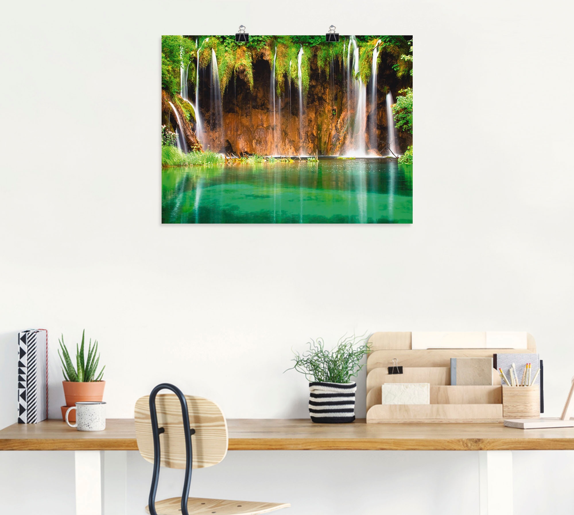 Artland Wandbild »Schöner Wasserfall im Wald«, Gewässer, (1 St.), als Leinwandbild, Poster in verschied. Grössen