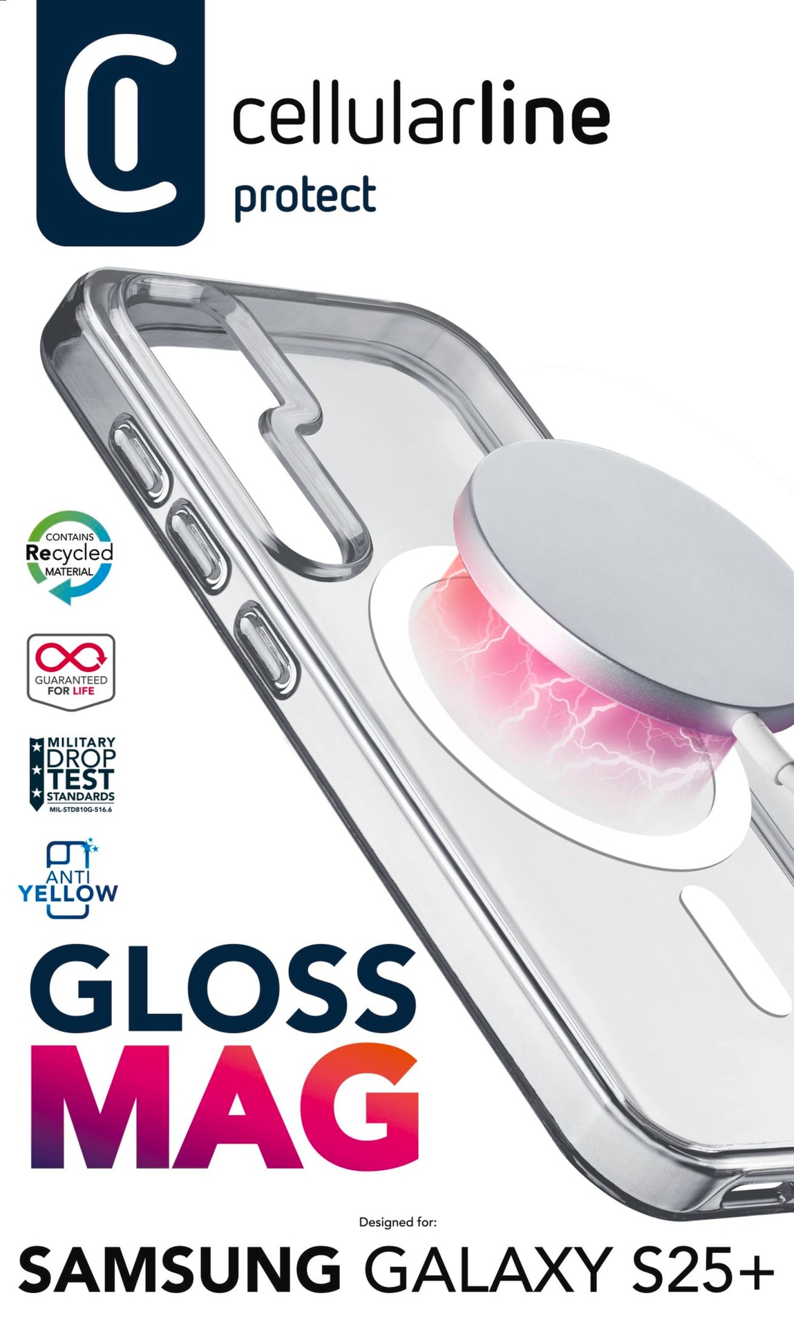 Cellularline Handyhülle »Gloss MagSafe Case MAG für Samsung Galaxy S25+«, Backcover, Schutzhülle, Handyschutzhülle, Case, Schutzcase, stossfest