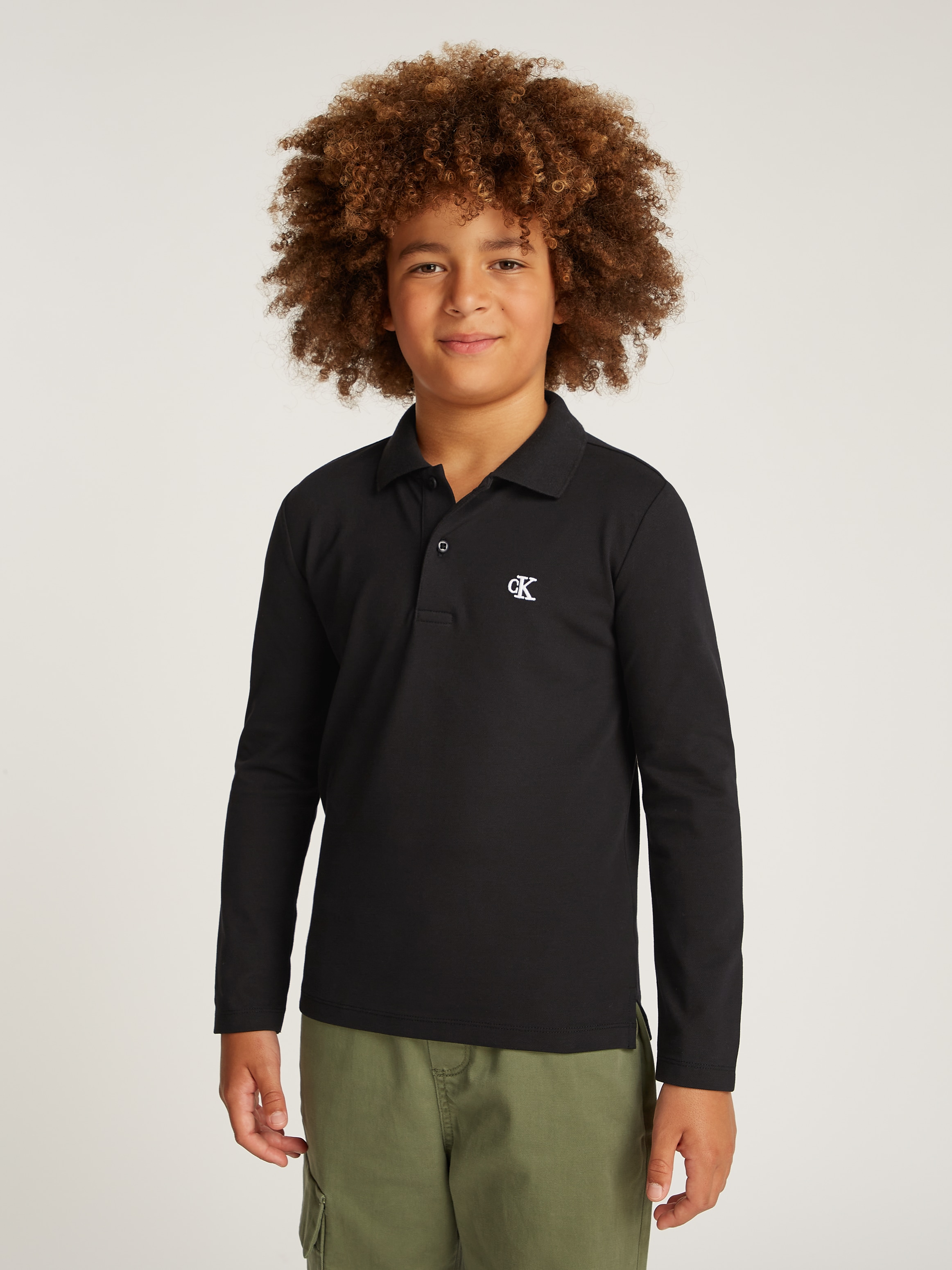 Calvin Klein Jeans Langarm-Poloshirt »LS ESSENTIAL POLO«, für Kinder bis 16 Jahre mit Logostickerei