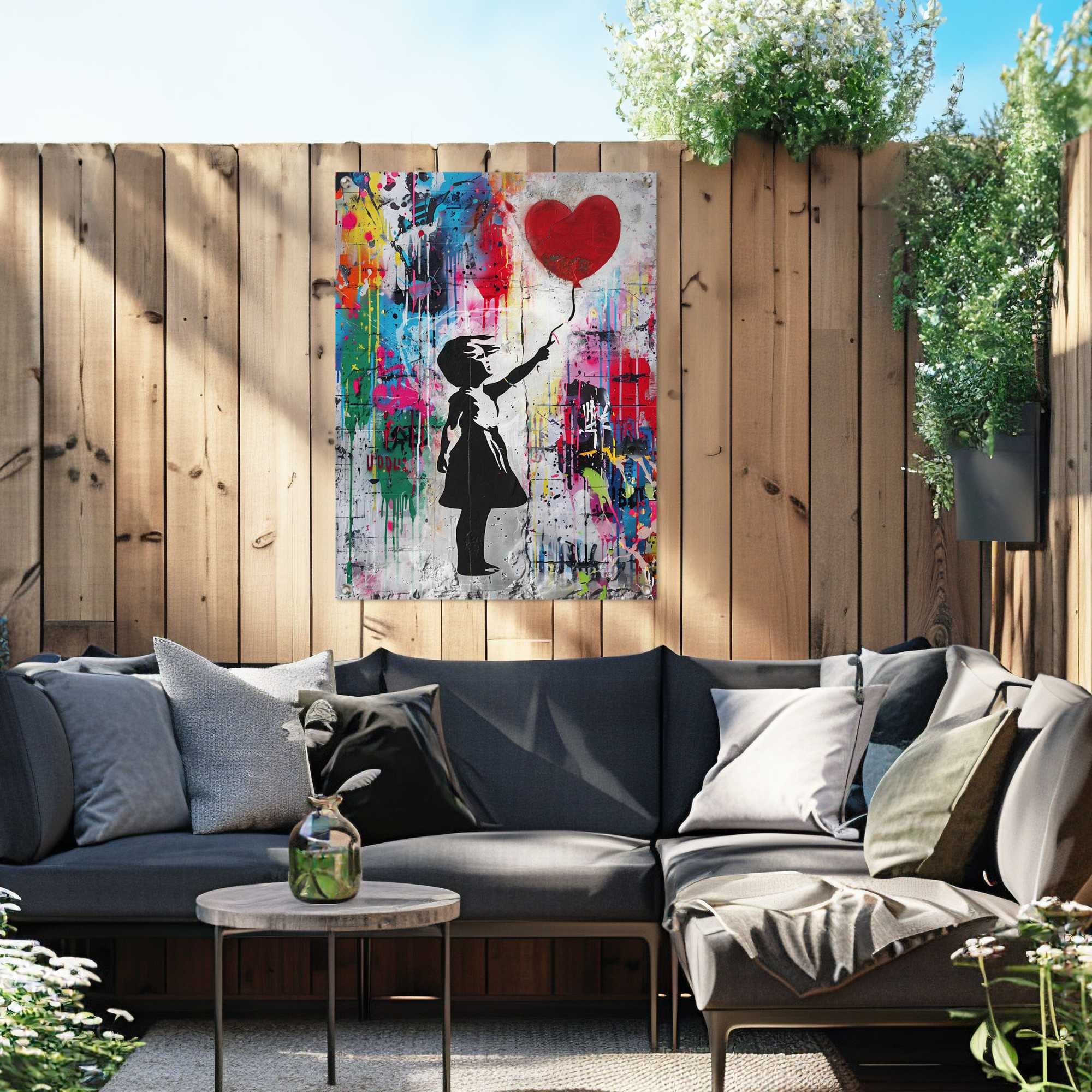 Reinders Poster "Balloon Girl Grafitti" Garten - Mehrfarbig - Leinwand - Kunst - 60x80 cm