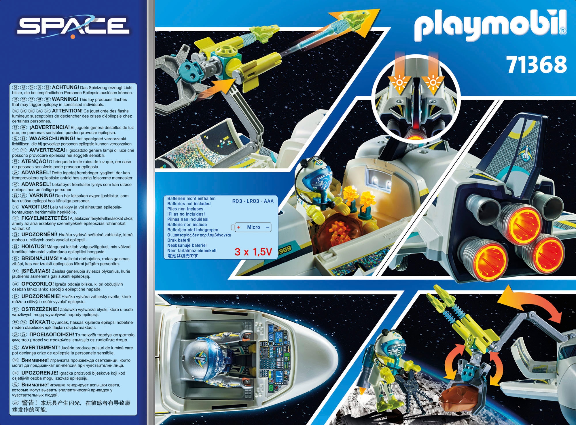 Playmobil® Konstruktions-Spielset »Space-Shuttle auf Mission (71368), Space«, (72 St.), mit Licht