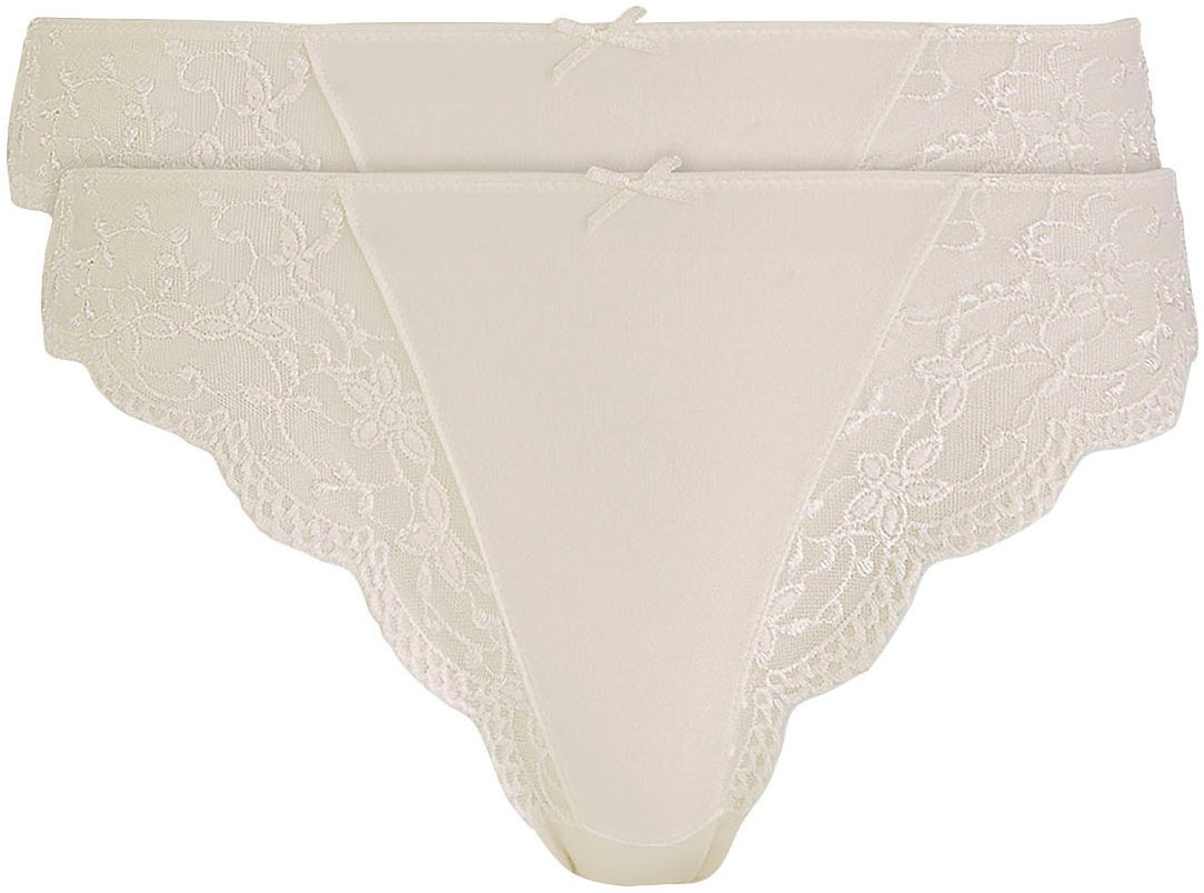 Nina Von C. String »"Silver Edition"« 2er Pack, eng, elastisch, bequem, feminin, pflegeleicht, mit Spitze