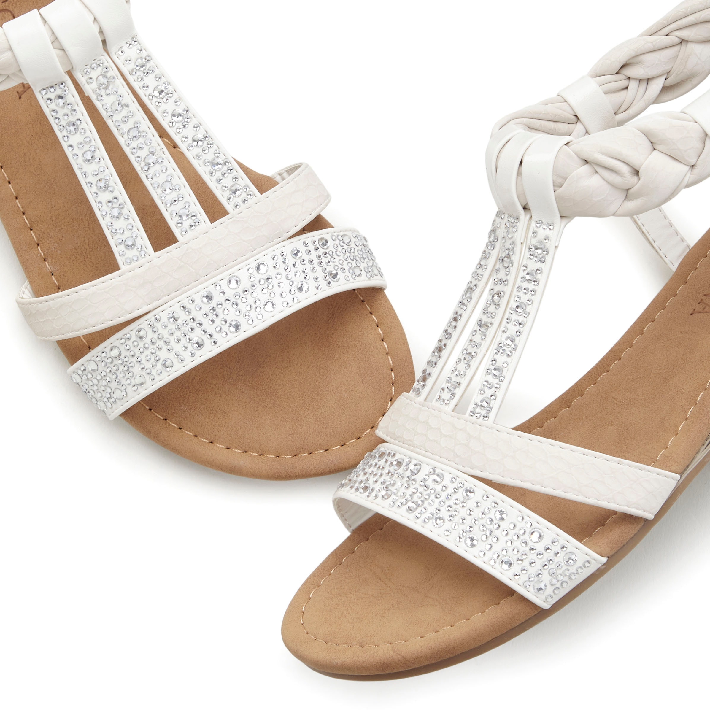 LASCANA Sandale »Sommerschuh, Sandalette«, mit Glitzersteinen und kleinem Keilabsatz im Festival-Look VEGAN