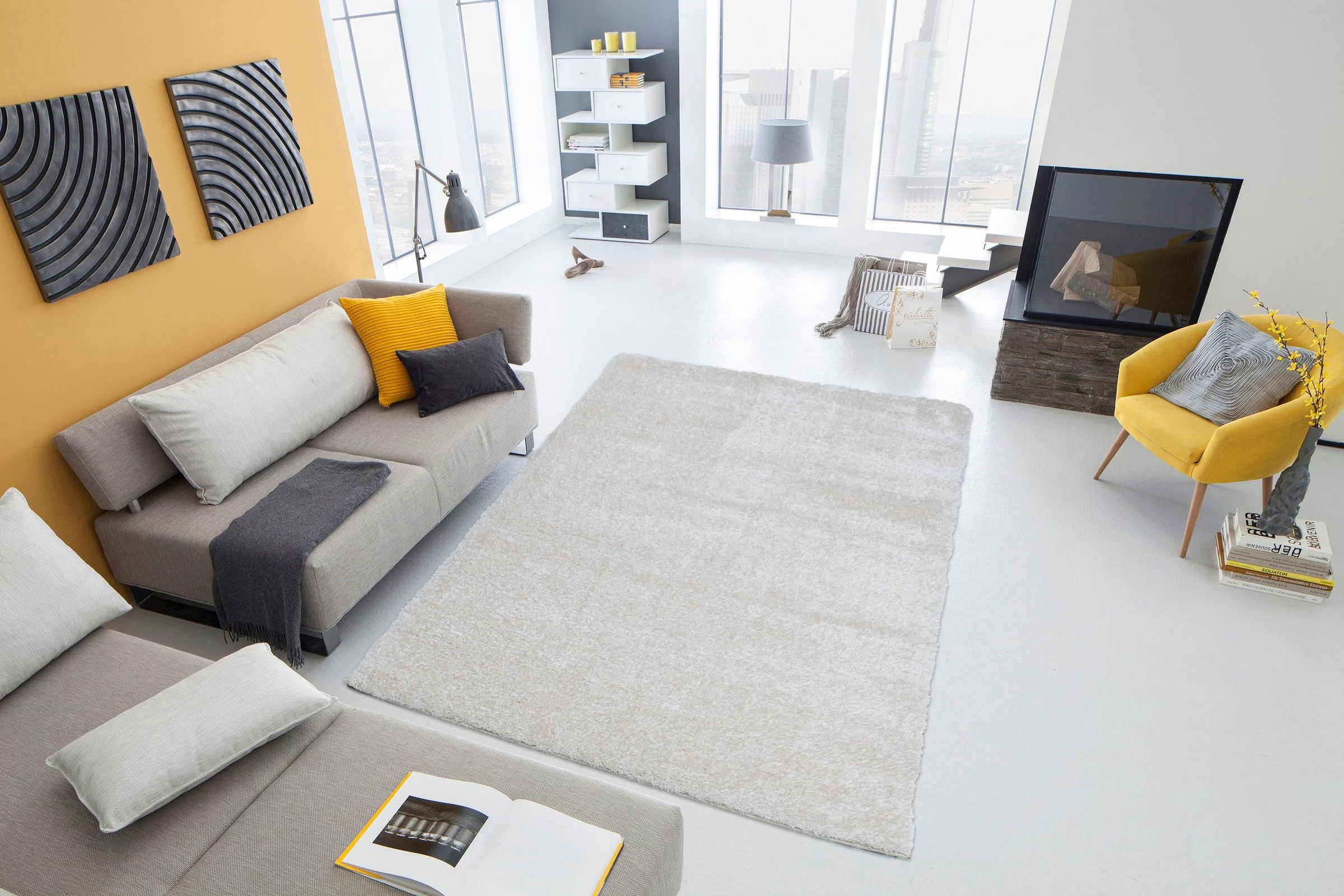 Home affaire Hochflor-Teppich »Malin«, rechteckig, 43 mm Höhe, Uni-Farben, leicht... kaufen