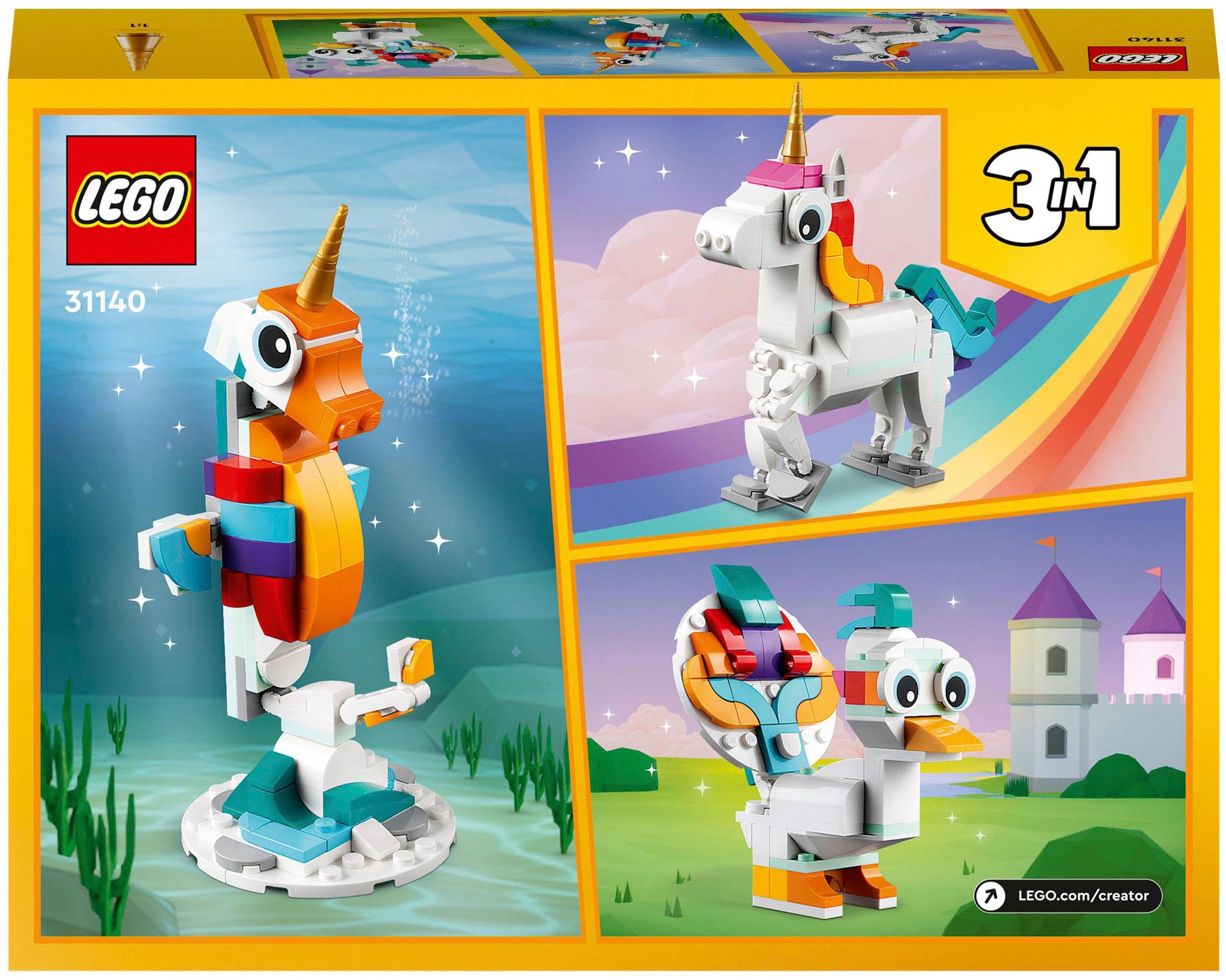 LEGO® Konstruktionsspielsteine »Magisches Einhorn (31140), LEGO® Creator 3in1«, (145 St.)