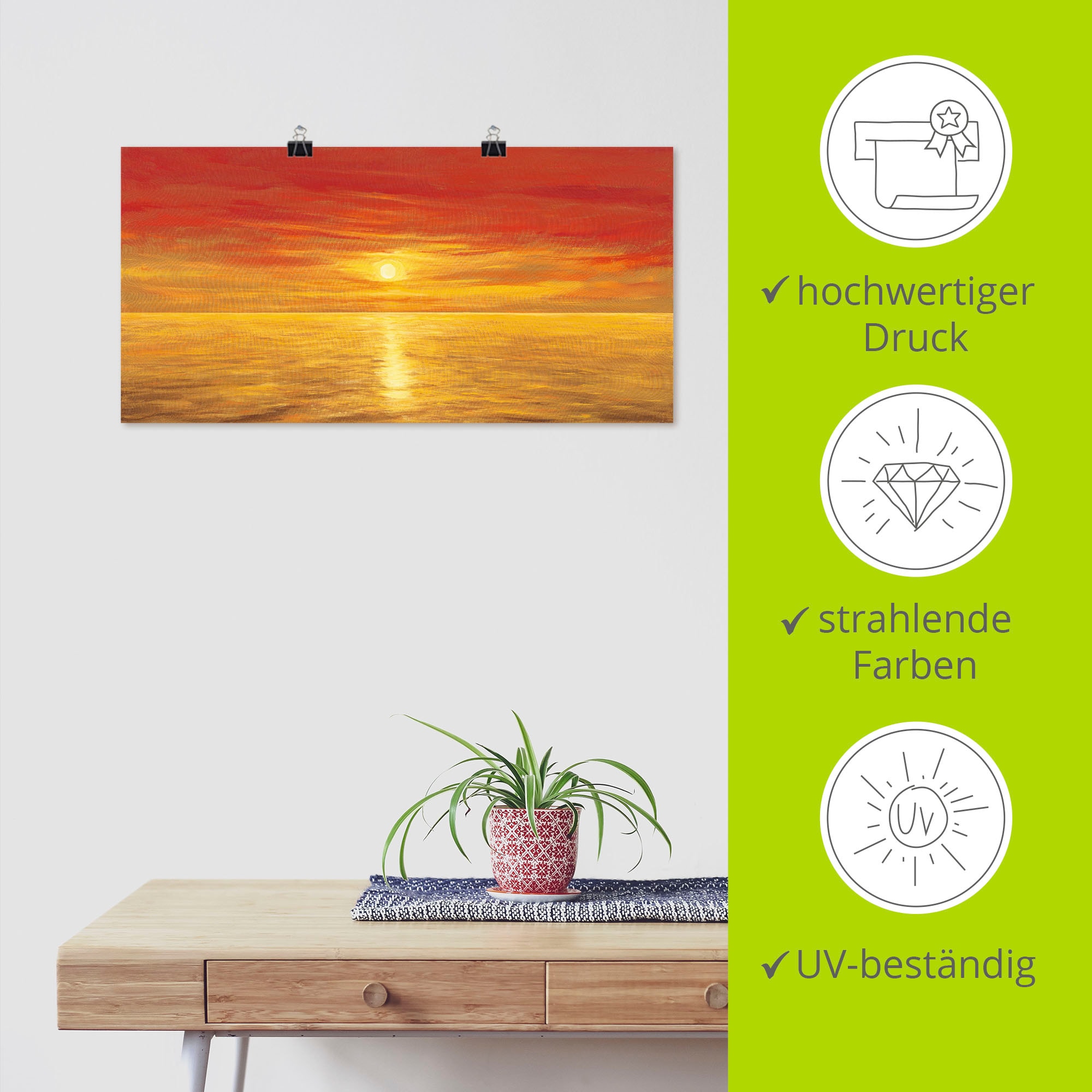 Artland Poster »Oranges Meer«, Meer Bilder, (1 St.), als Alubild, Leinwandbild, Wandaufkleber oder Poster in versch. Grössen