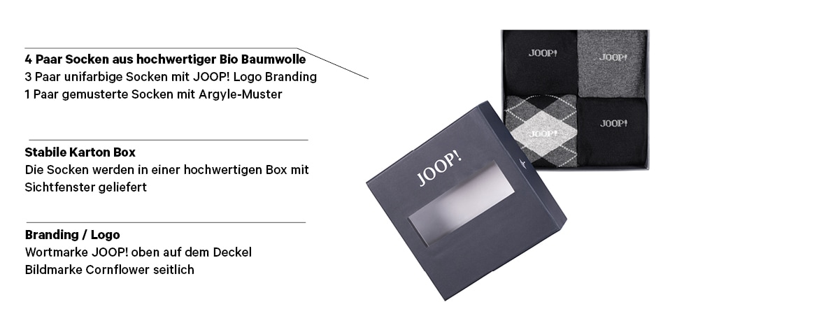 JOOP! Socken »premium essentials«, (4 Paar), mit elastischem Bund