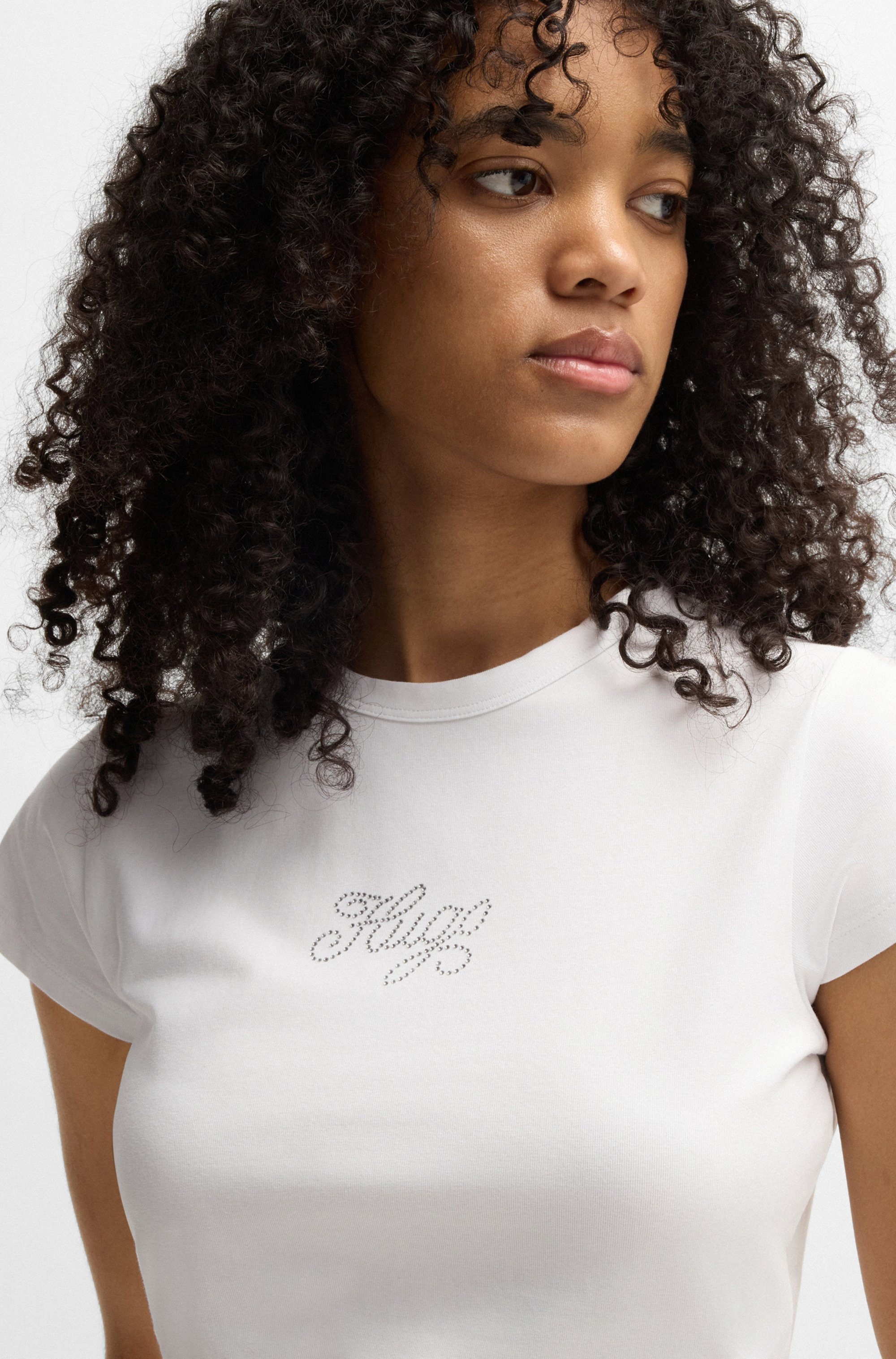 HUGO Blue T-Shirt »Dome«, mit Logo Strass Glitzer Design