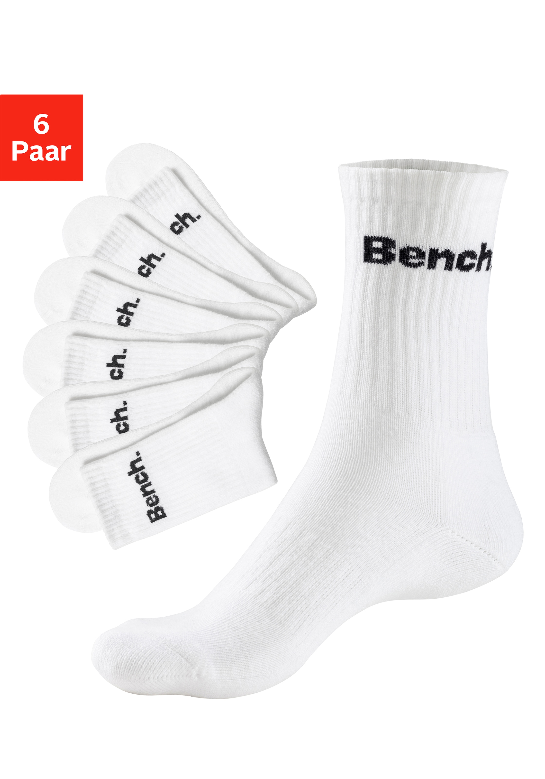 Bench. Tennissocken Packung, 6 Stk. tlg. mit Fuss Polsterung