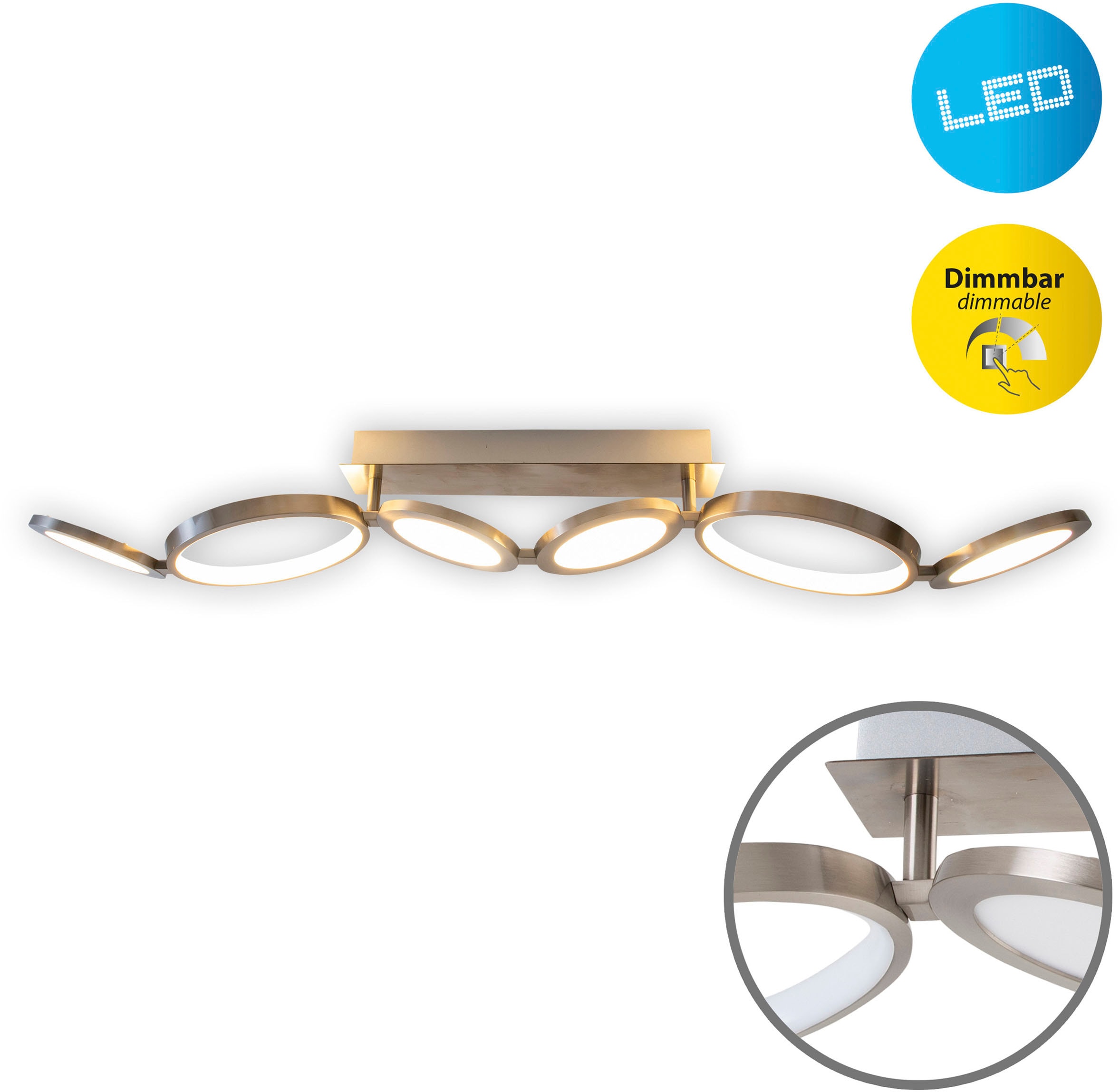 näve LED Deckenleuchte »Stelari«, 1 flammig, 3 Stufen dimmbar per Wandschalter, Diskusoptik, LED warmweiss, l:100cm