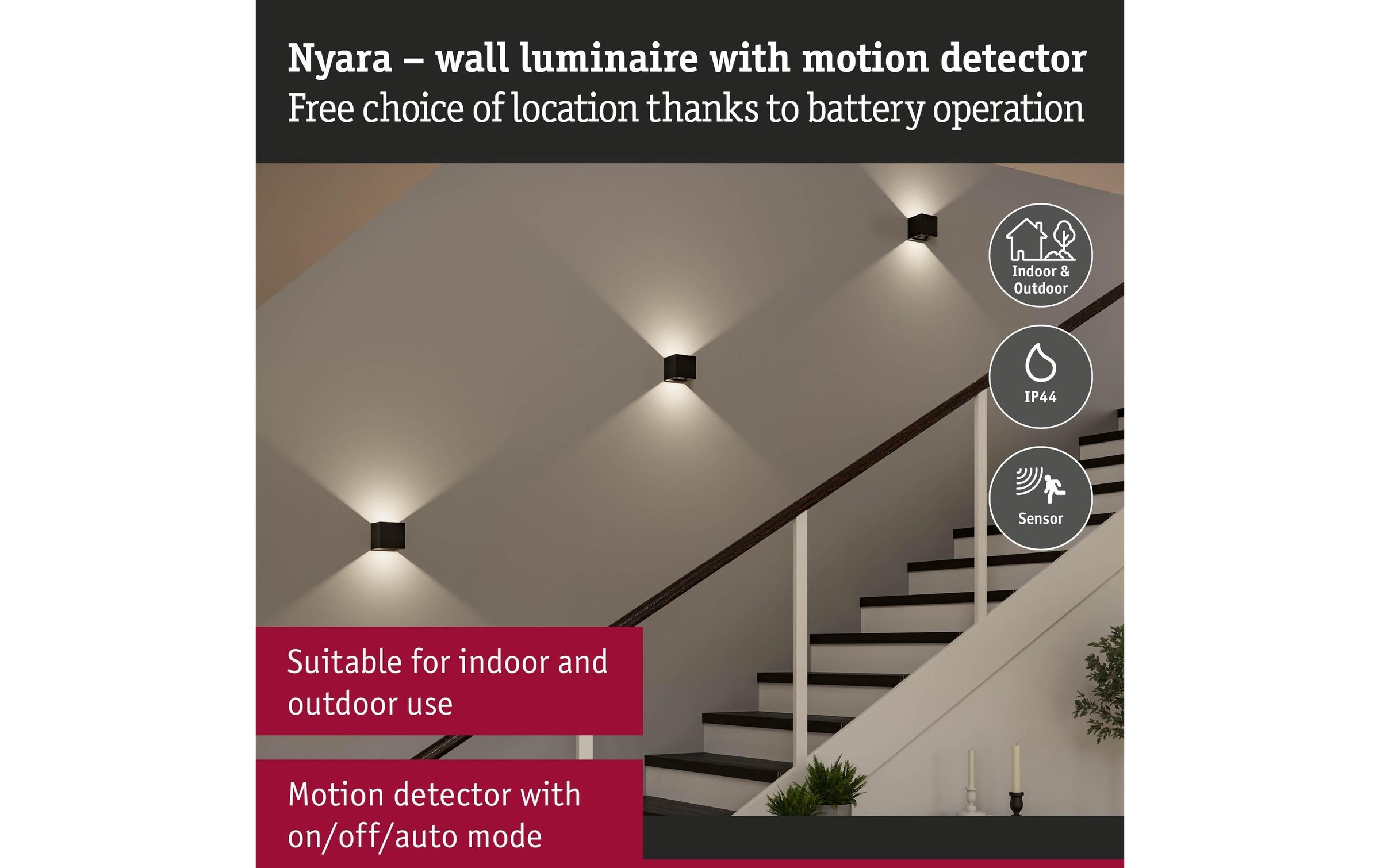 Paulmann Wandleuchte "Nyara IP44" 1 Stk. Warmweiss