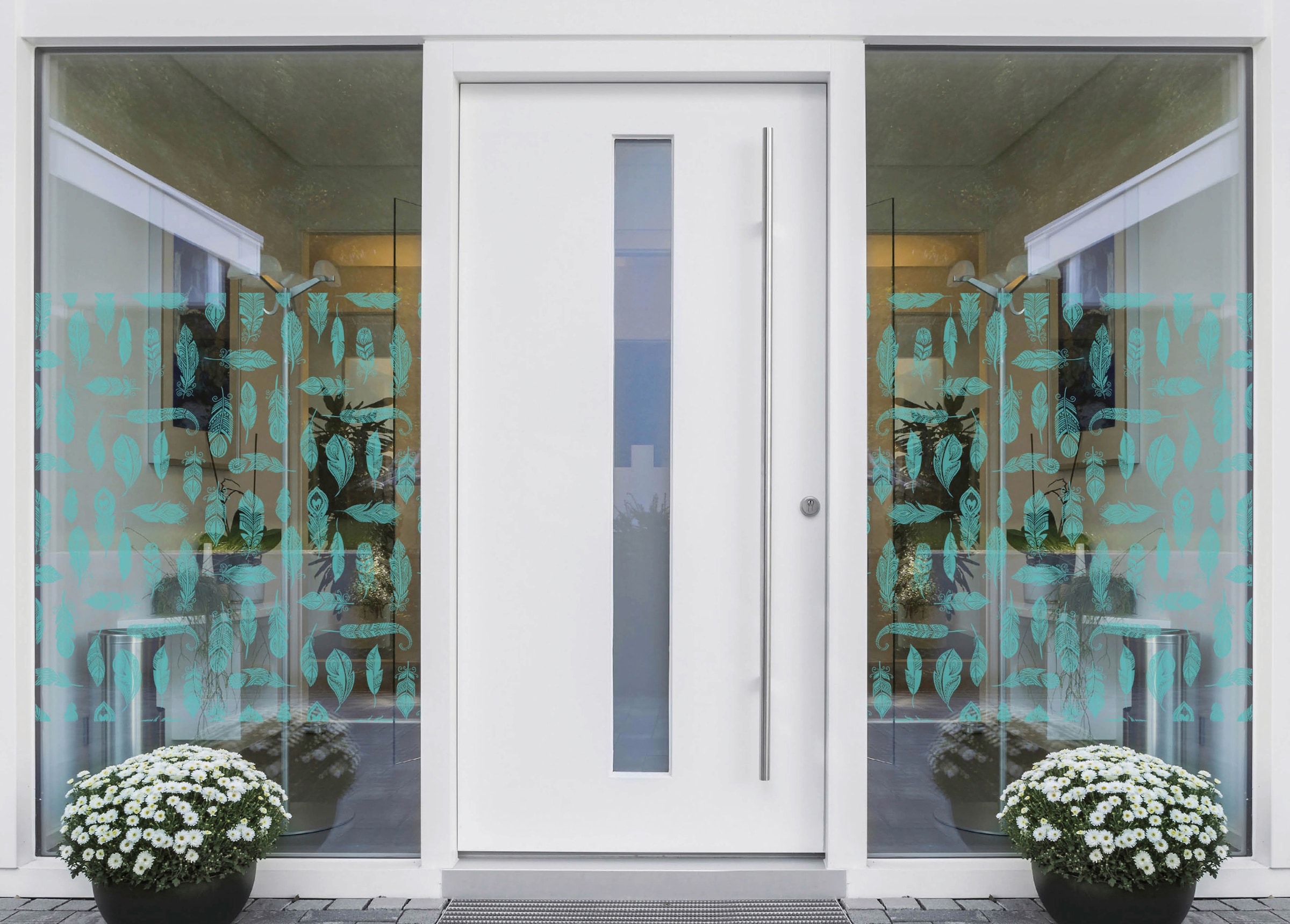 MySpotti Fensterfolie »Look Feathers turquois«, halbtransparent,  glattstatisch haftend, 90 x 100 cm, statisch haftend online bestellen