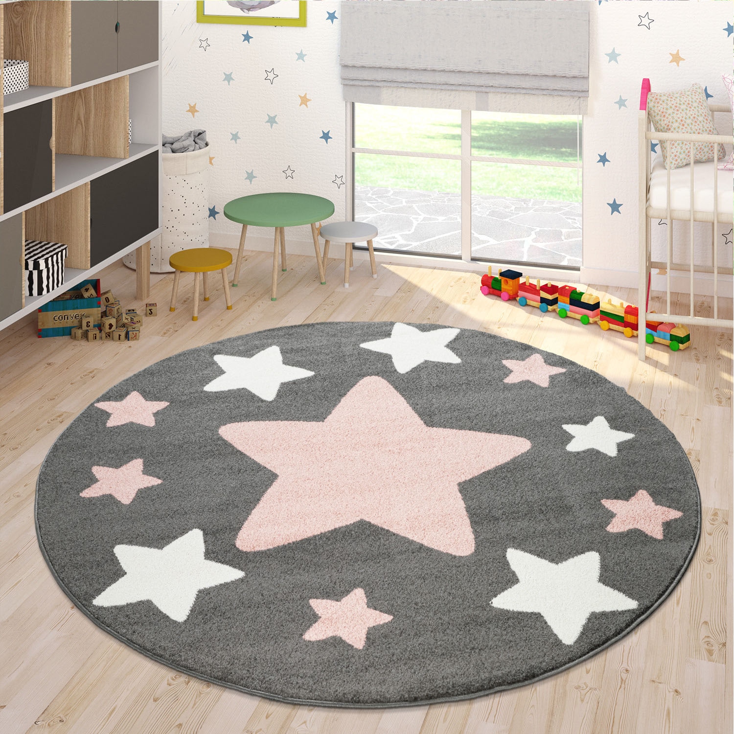 bestellen Kinderzimmer »Capri Motiv Pastell-Farben, Sterne, Kurzflor, ✵ | rund, 330«, Paco Jelmoli-Versand Kinderteppich Home günstig