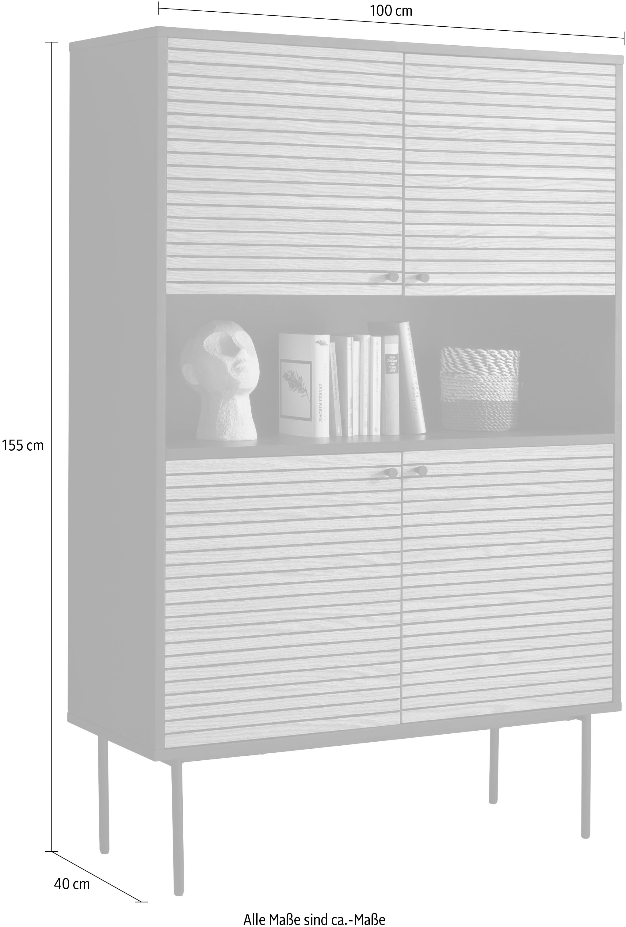 SalesFever Highboard, Stauraumschrank im Scandi Design, Breite 100 cm