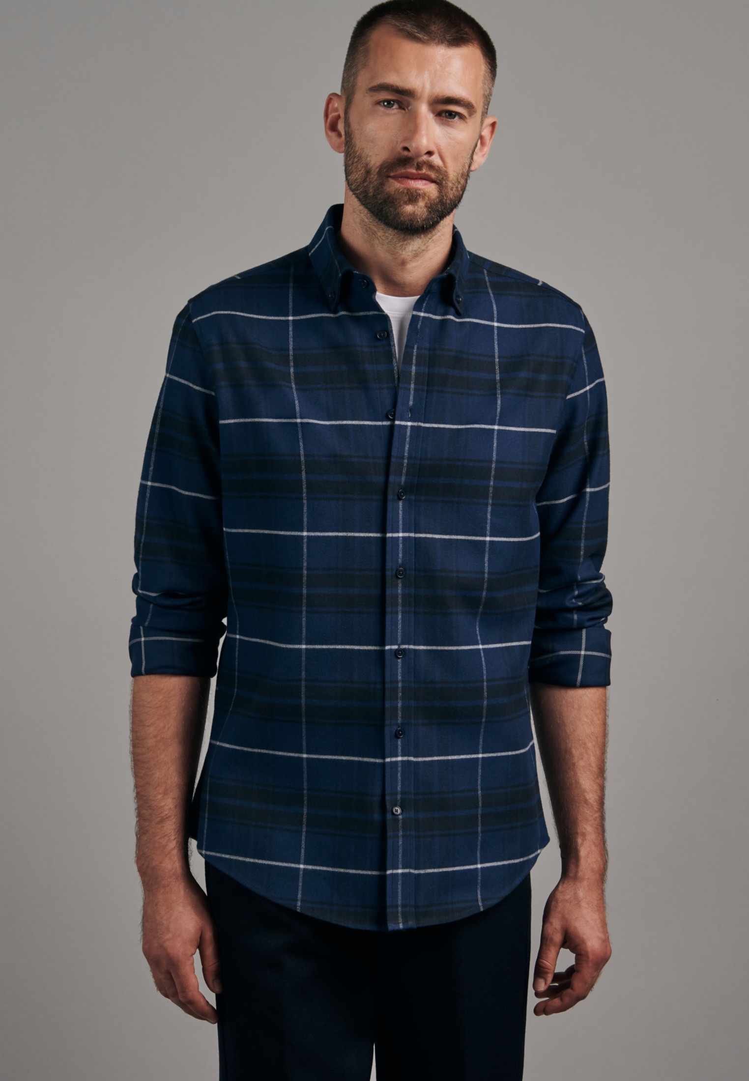 seidensticker Businesshemd »X-Slim« X-Slim Langarm Button-Down-Kragen Karo