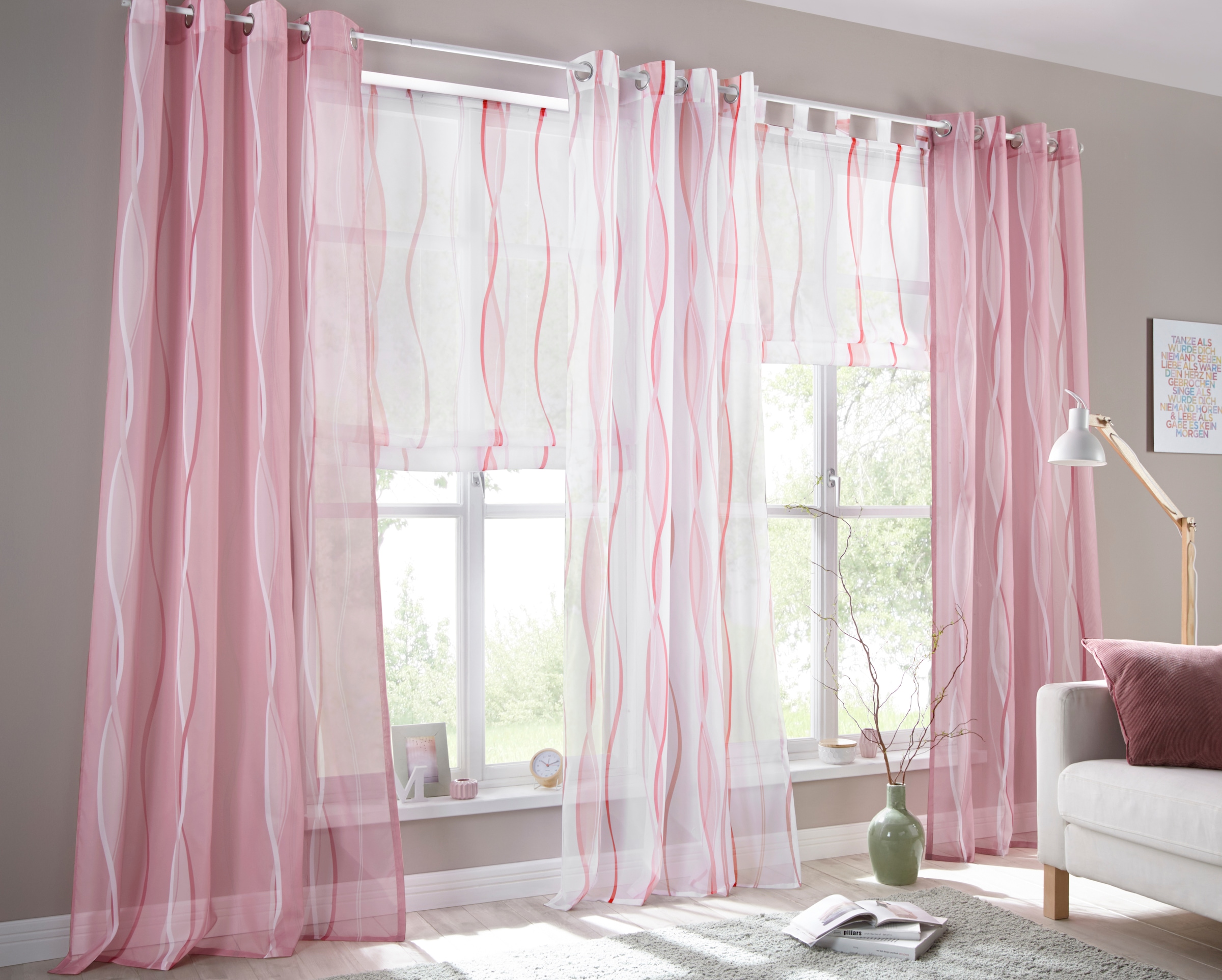 online Wellen Gardine Polyester, my home Set, transparent, (2 2-er Jelmoli-Versand | Voile, »Dimona«, kaufen St.),