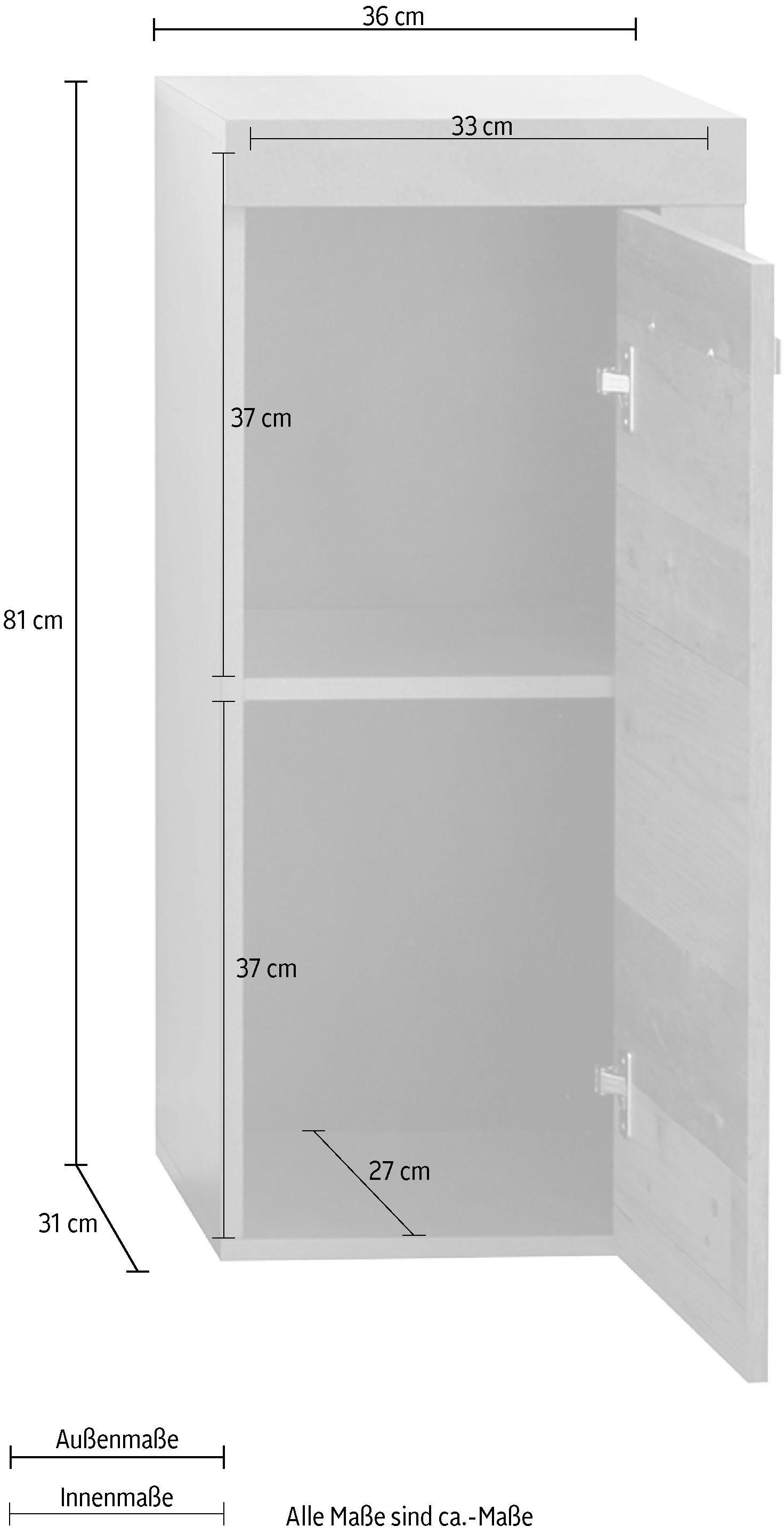 INOSIGN Unterschrank »Ilana«, Badschrank im modernen Industrial Style - Masse (B/T/H) 36/31/81 cm