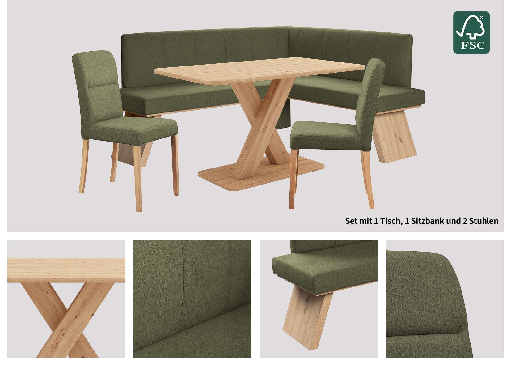 Home affaire Esstisch »Miles Tisch, Esszimmertisch, Küchentisch«, (1 St.), Esstisch mit X Gestell und Bodenplatte. Breite 137 cm, fix Tisch