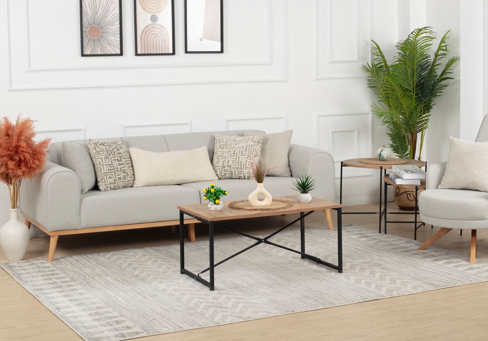 Livabliss Teppich »MYKONOS«, rechteckig, 8 mm Höhe, Skandi Design, Modern Boho Kurzflor Wohnzimmerteppich, Schlafzimmer