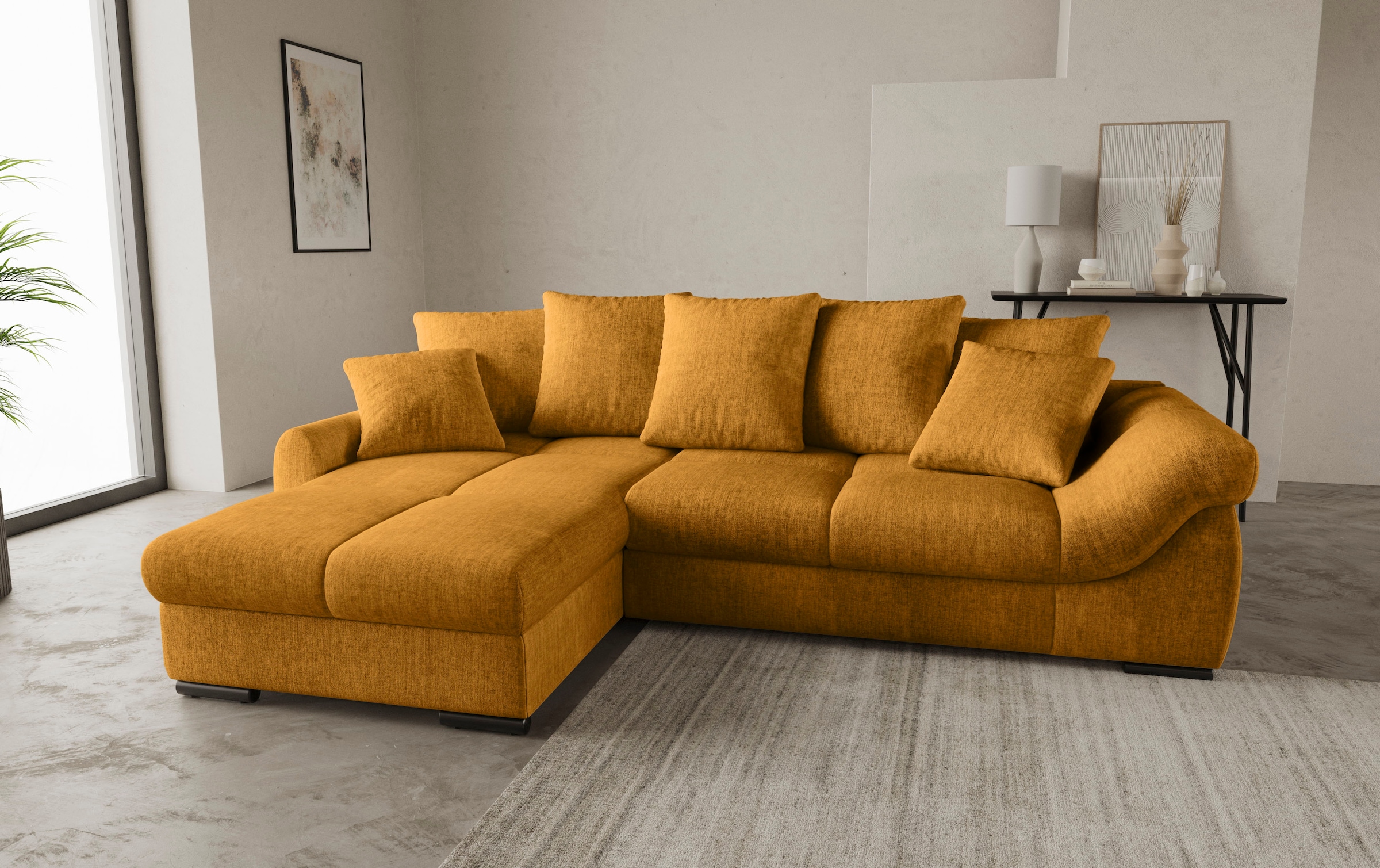 Mr. Couch Ecksofa »Livorno DuraFlex L-Form«, inkl. Hochschläfer-Bettauszug, XL-Bettkasten weiss beschichtet