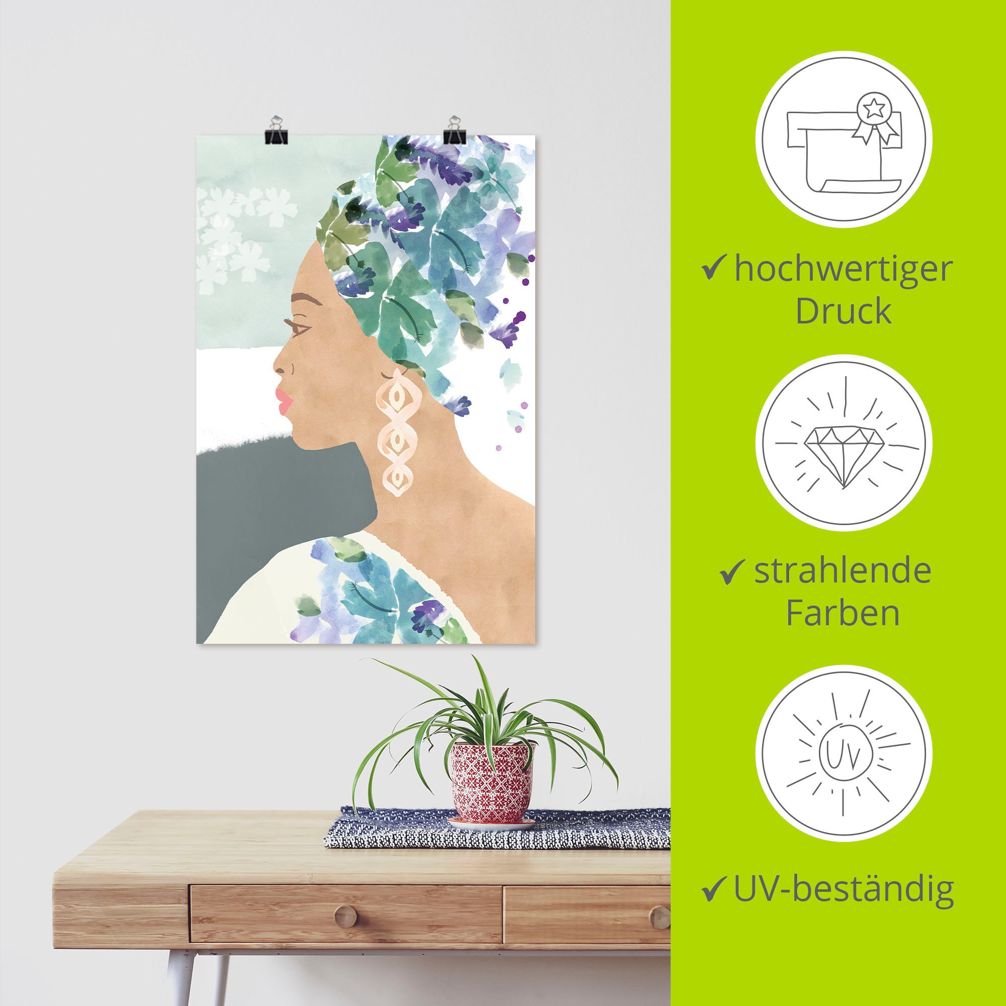 Artland Wandbild »Ava in voller Blüte«, Bilder von Frauen, (1 St.), als Alubild, Leinwandbild, Wandaufkleber oder Poster in versch. Grössen